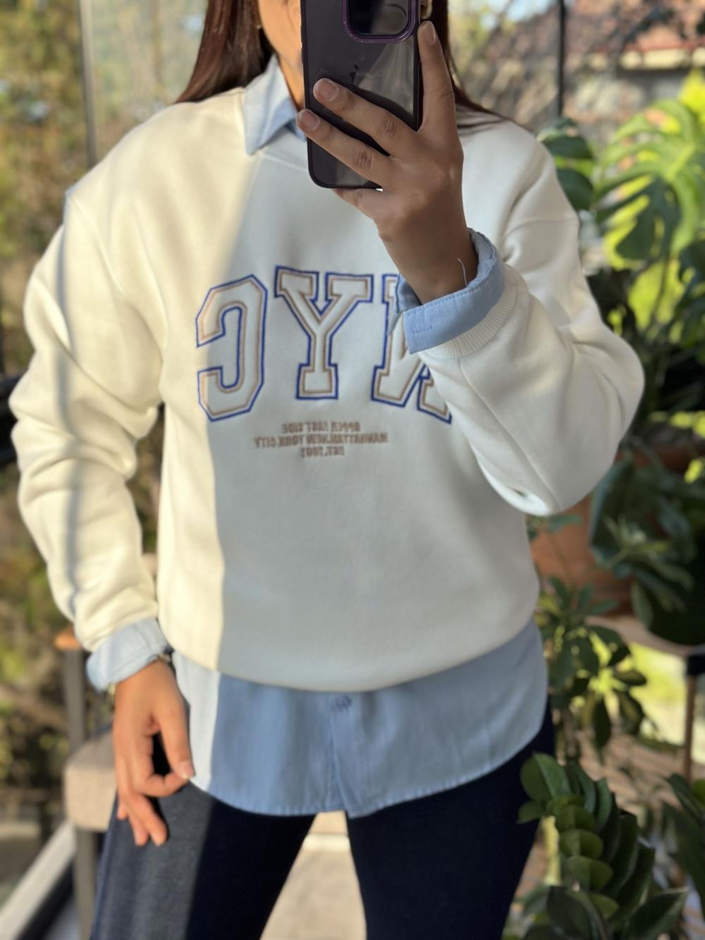 NYC Sweatshirt Beyaz