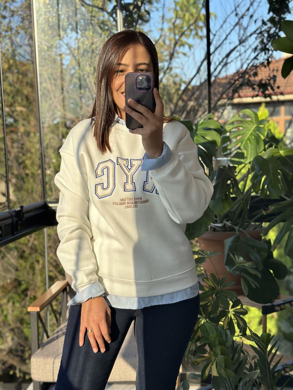 NYC Sweatshirt Beyaz