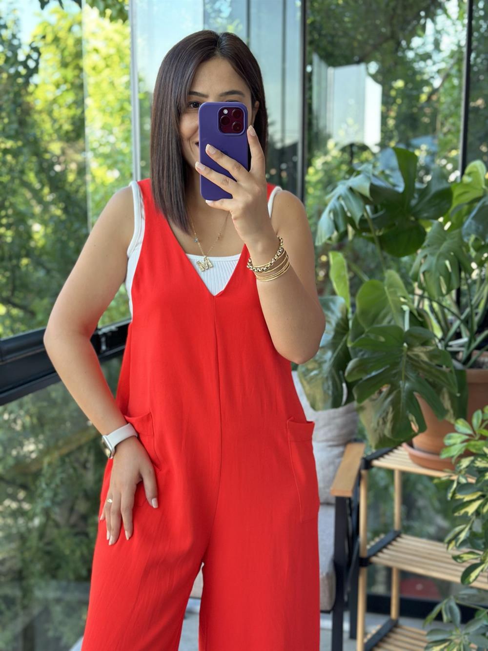 Nar Çiçeği Aerobin Kumaş Tulum