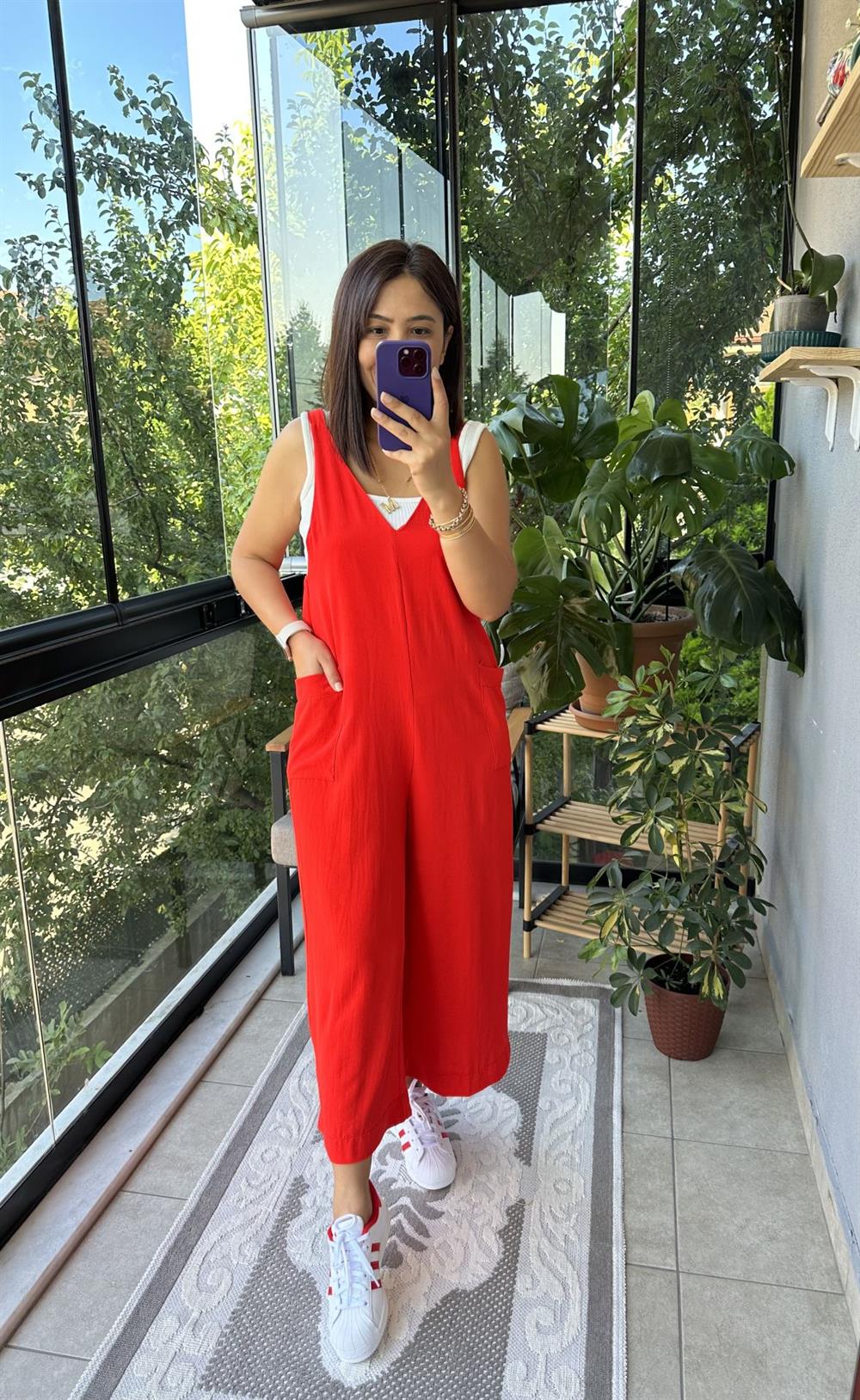 Nar Çiçeği Aerobin Kumaş Tulum