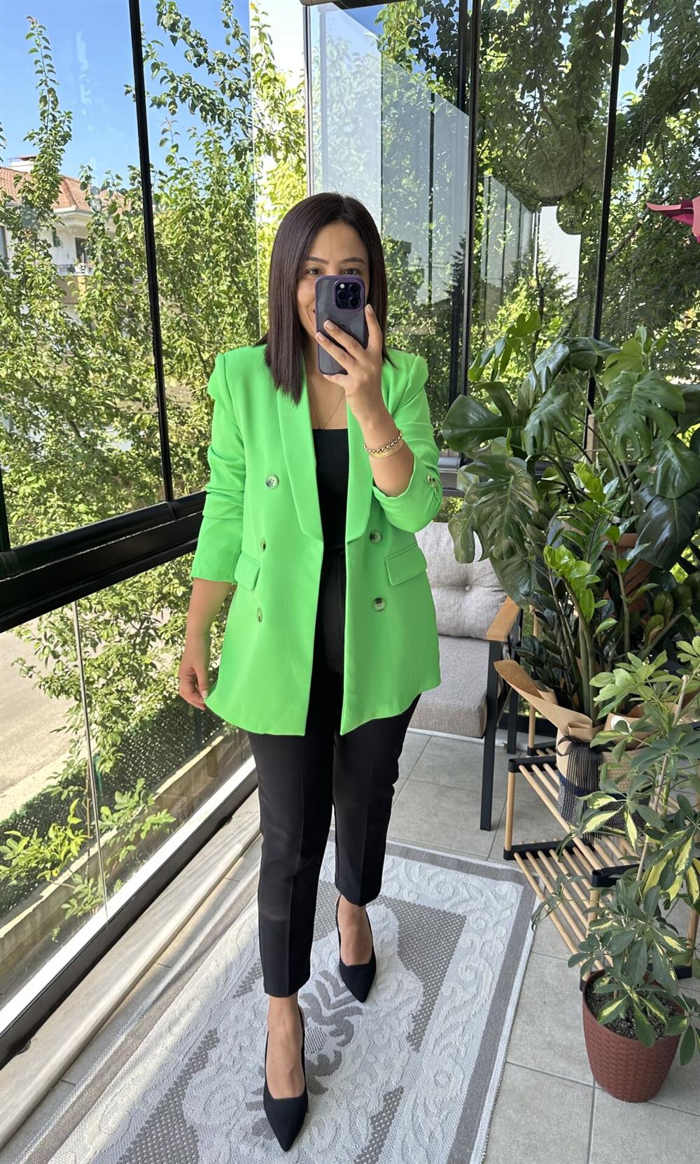 Neon yeşili ZRA Model Blazer Ceket