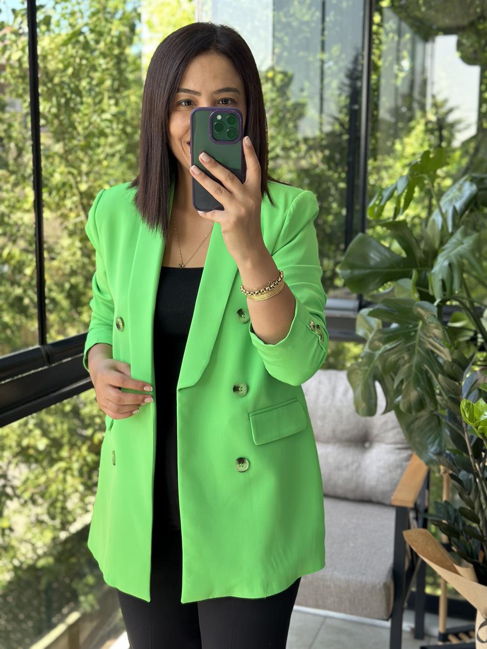 Neon yeşili ZRA Model Blazer Ceket