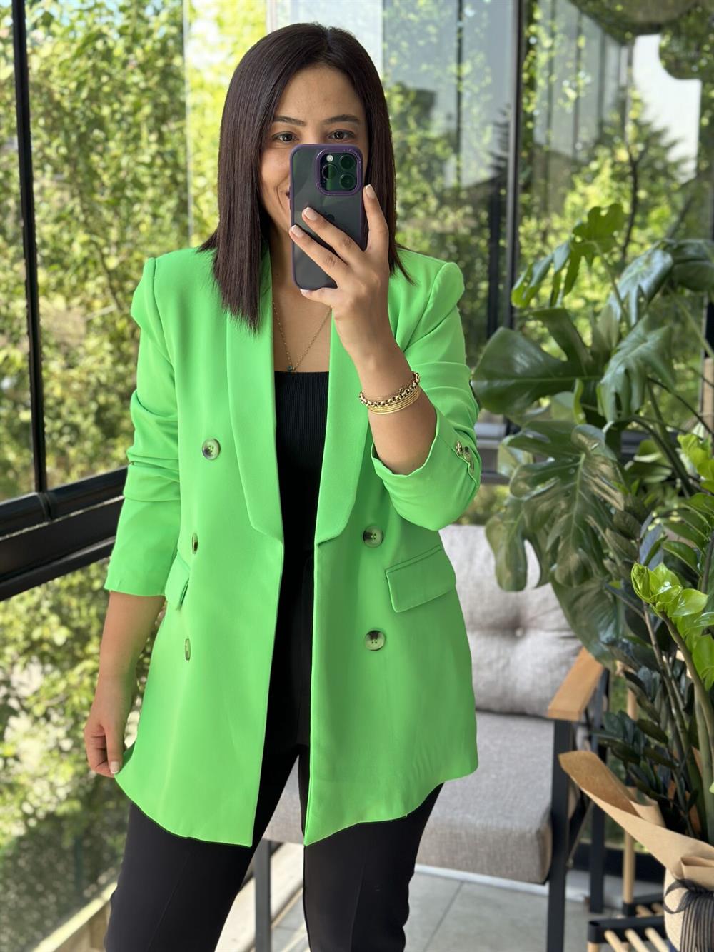 Neon yeşili ZRA Model Blazer Ceket