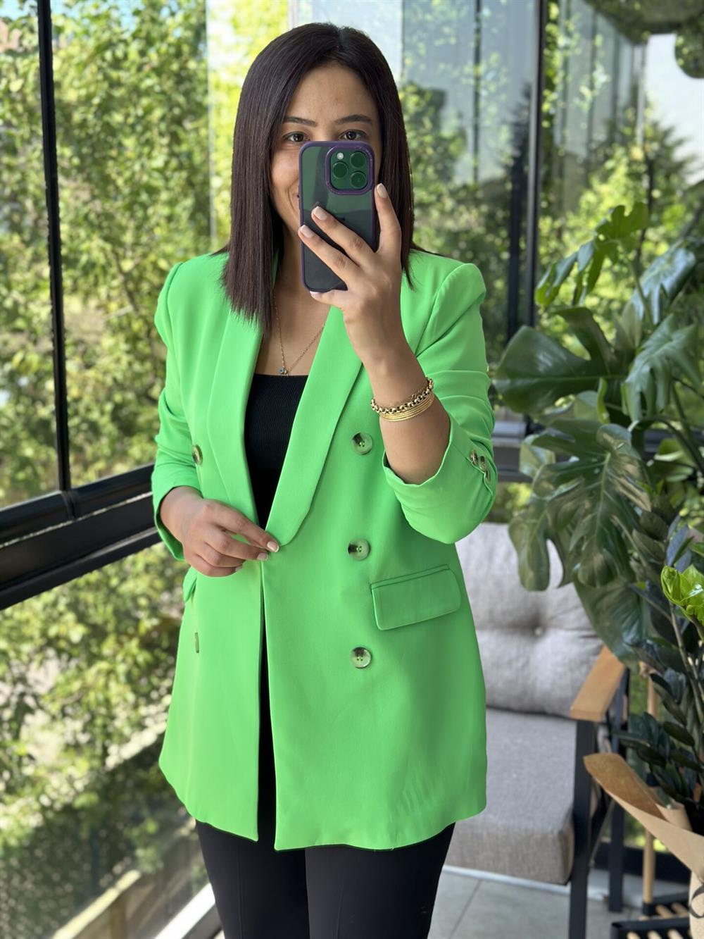 Neon yeşili ZRA Model Blazer Ceket