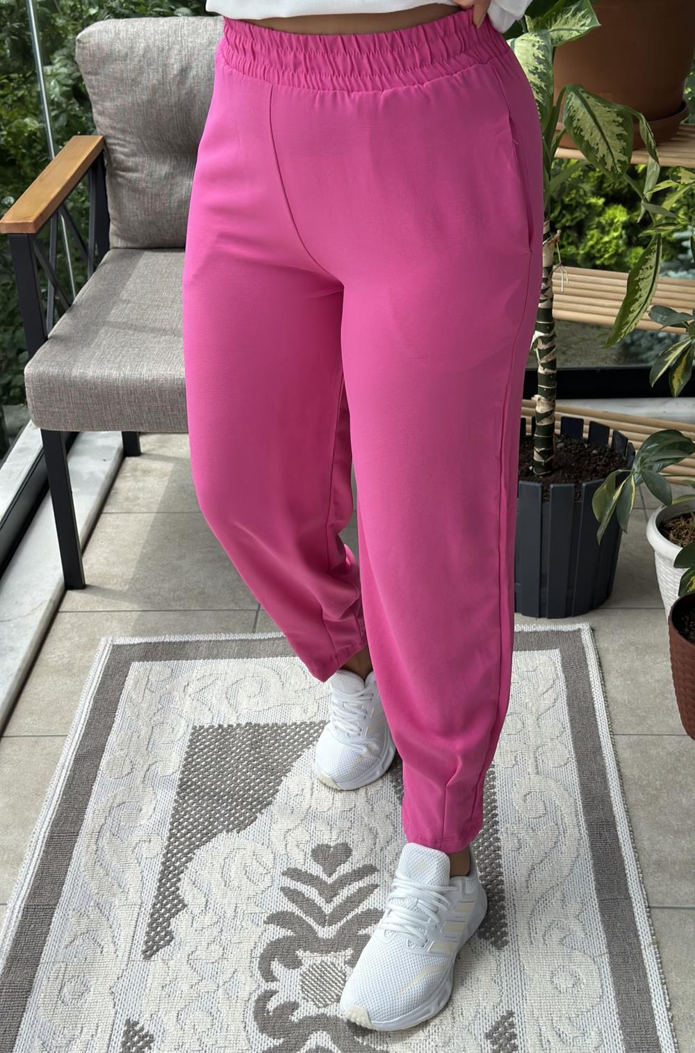 Paçası Pensli Aerobin Pantolon Pembe