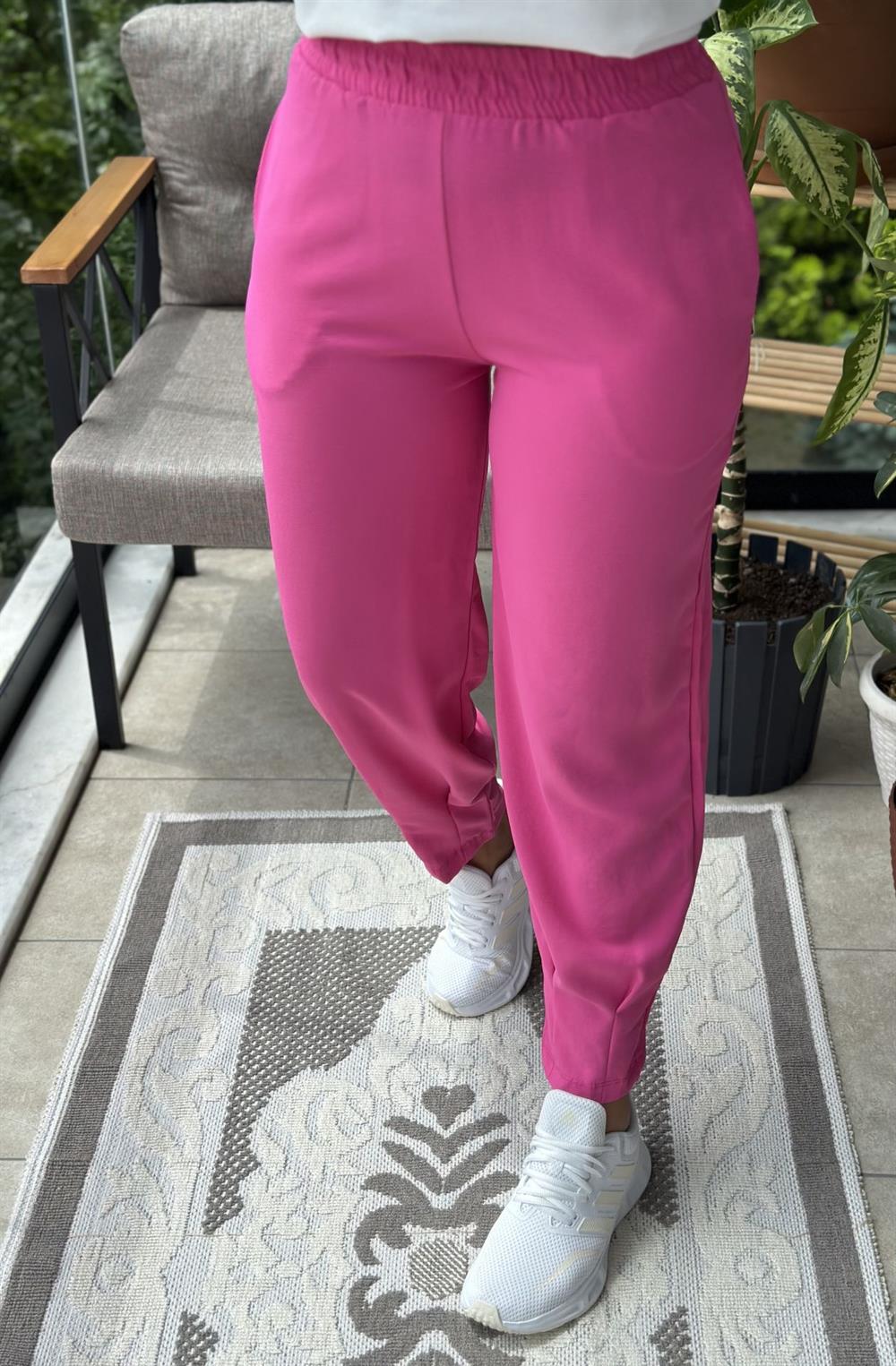 Paçası Pensli Aerobin Pantolon Pembe