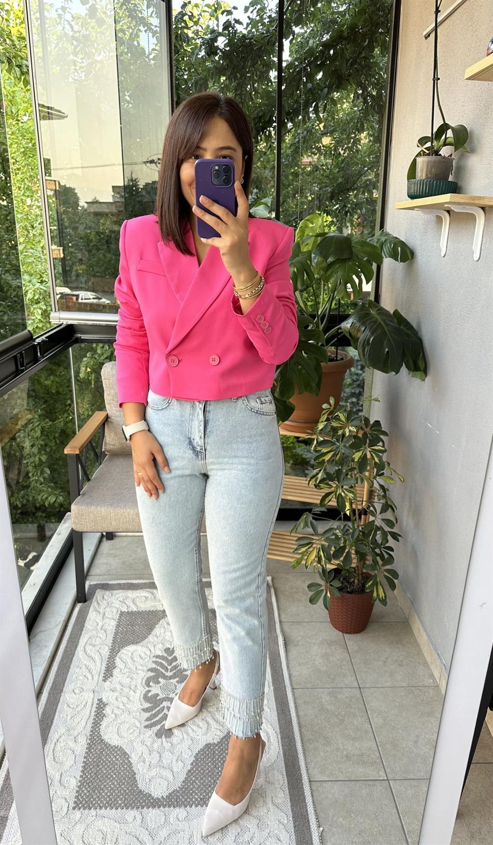 Pembe Kısa Blazer