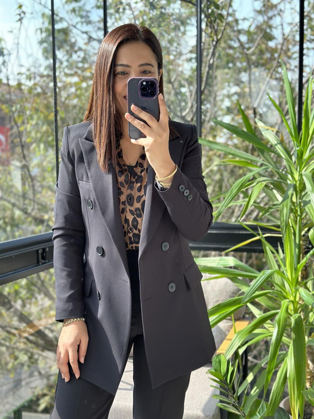 Siyah Kruvaze Blazer Ceket