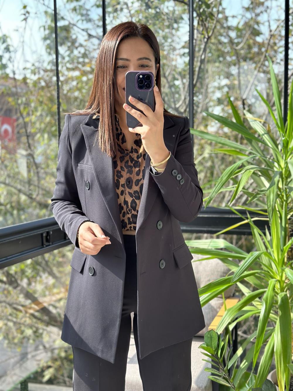 Siyah Kruvaze Blazer Ceket