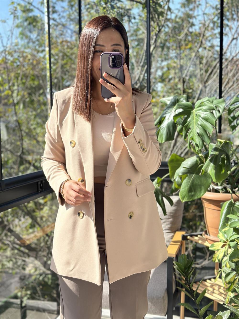 Slimfit Rahat Kalıp Blazer Bej