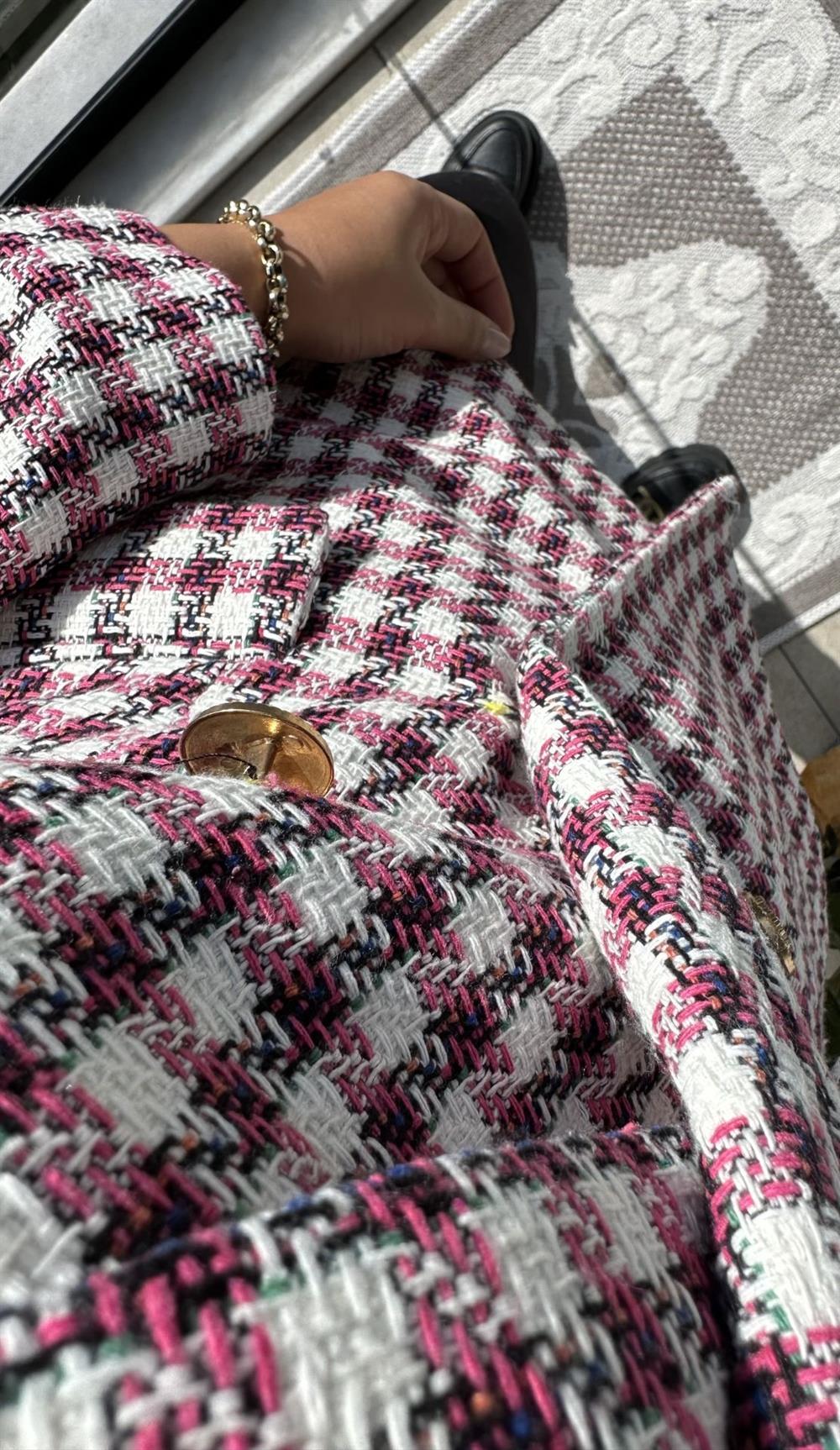 Tüvit Dokuma Blazer Ceket Fuşya