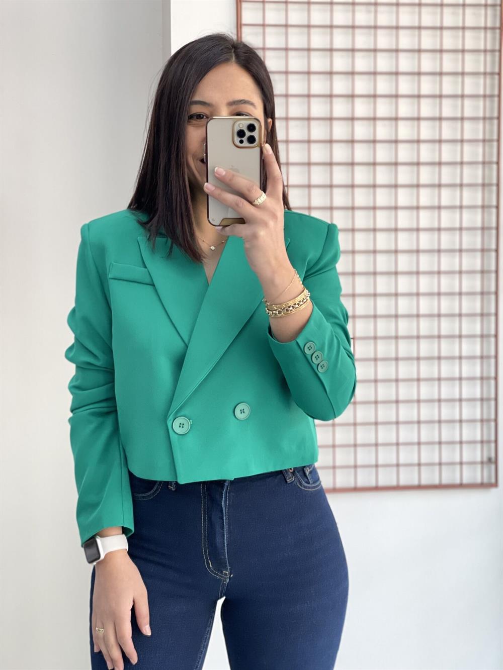 Yeşil Kısa Blazer