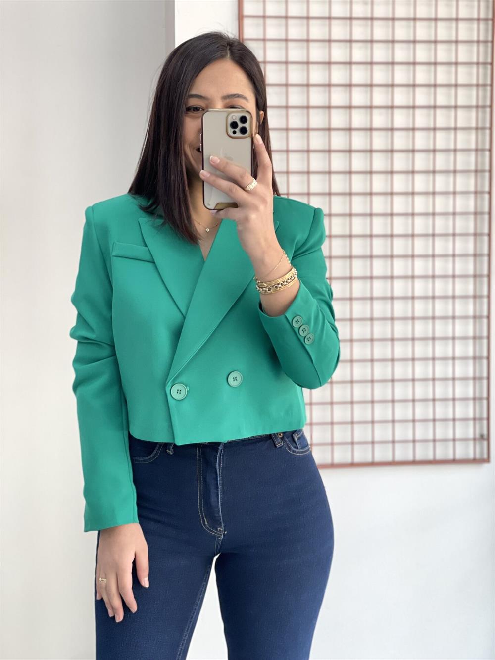 Yeşil Kısa Blazer