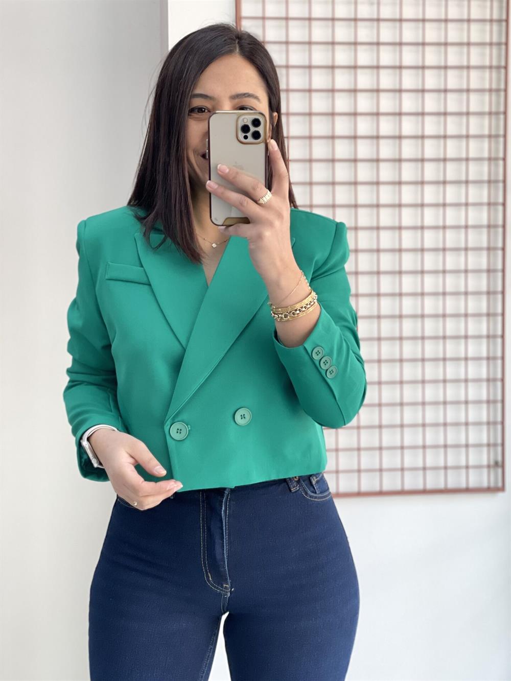 Yeşil Kısa Blazer