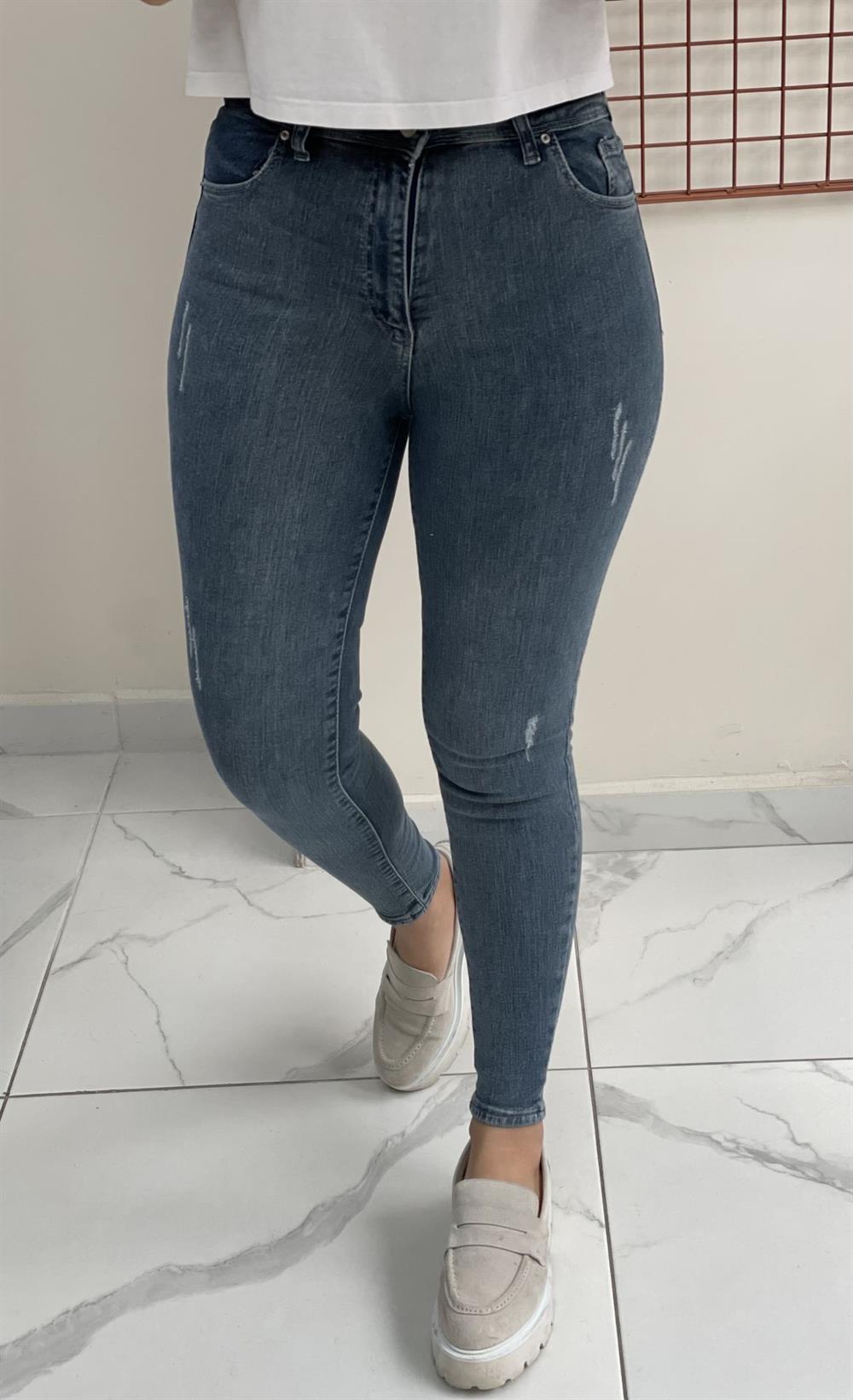 Yıkamalı ve Tırnaklı Skinny Jean