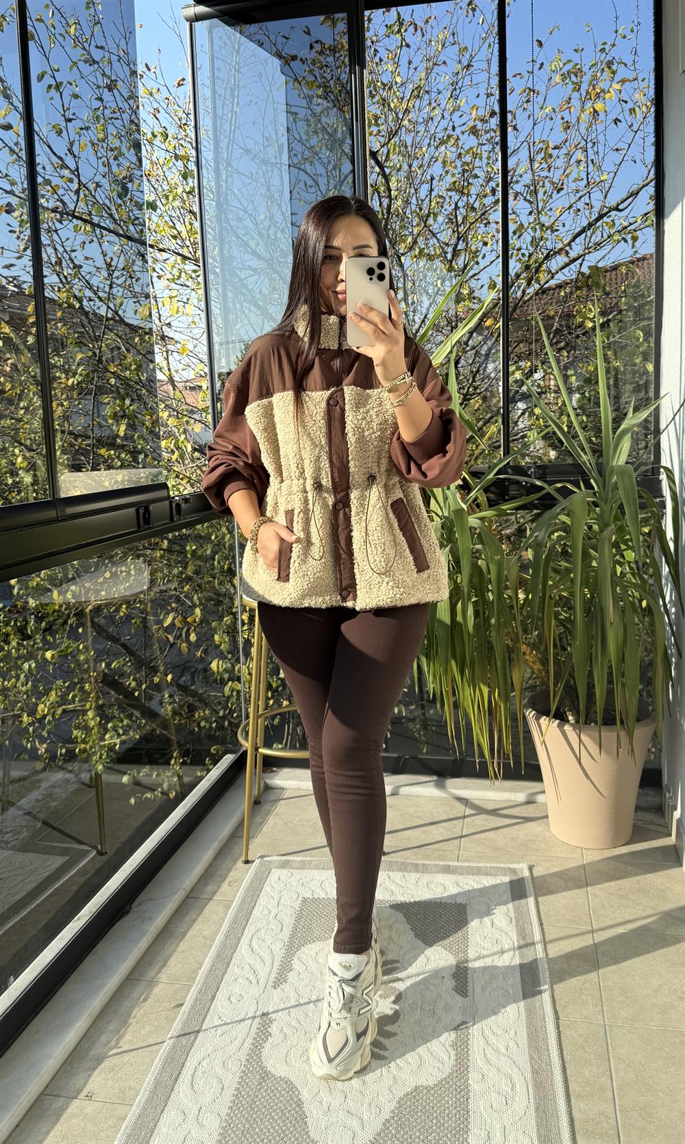 Pelüş Garnili Mont Kahve