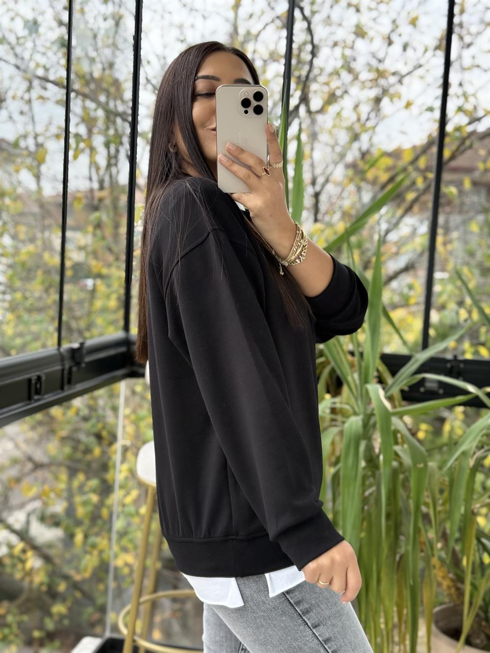 Oysh Basic Sweatshirt Siyah