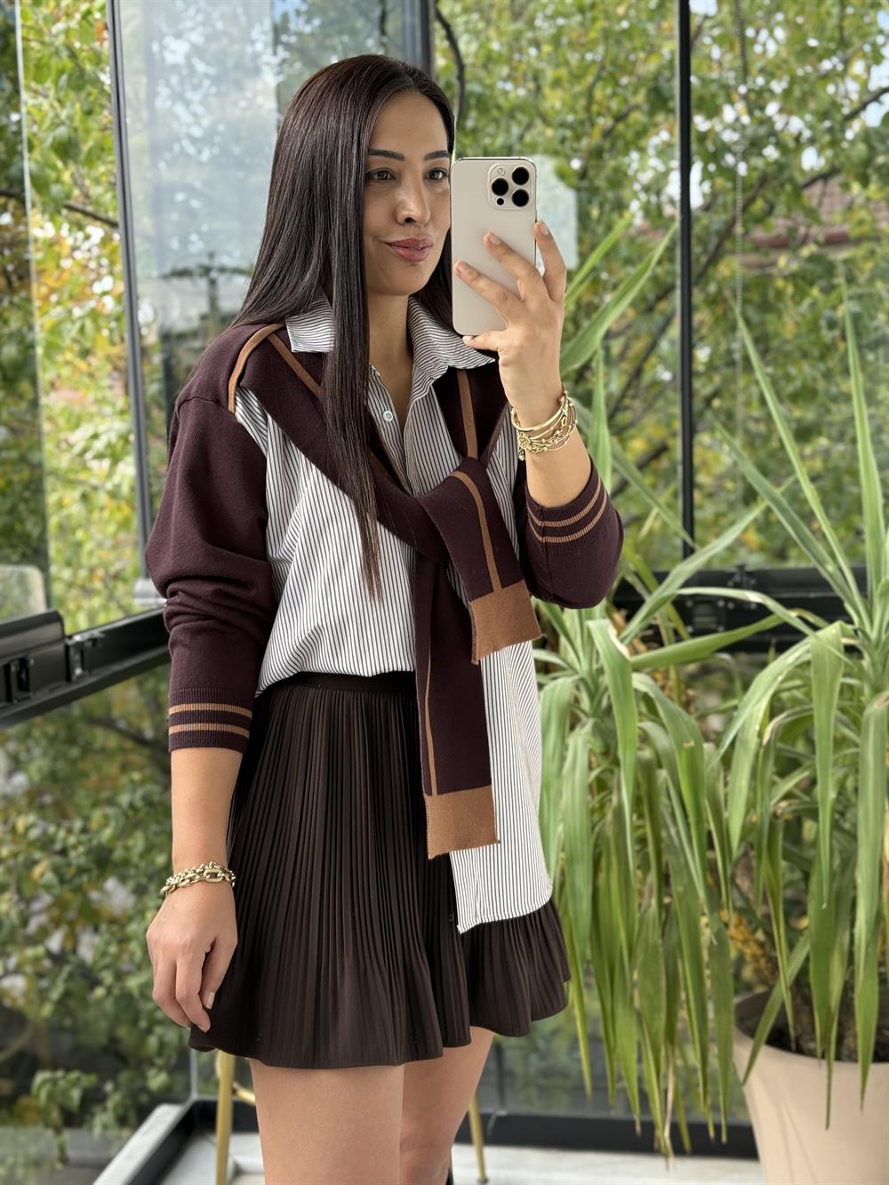 Twst Model Bağlamalı Gömlek Kahve