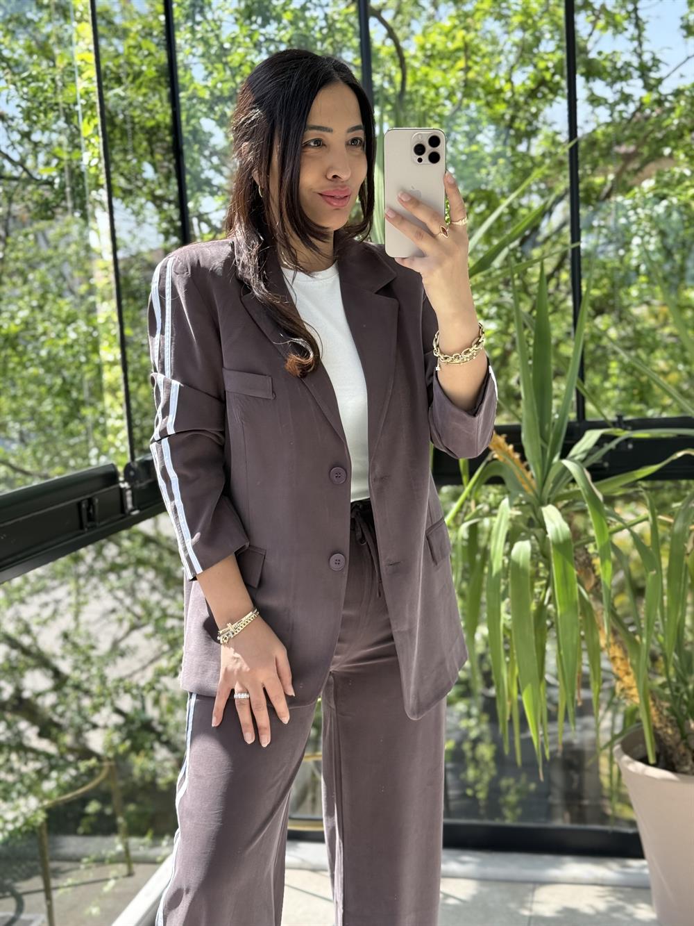 Zra Ceketli Tensel Modal Takım Kahve