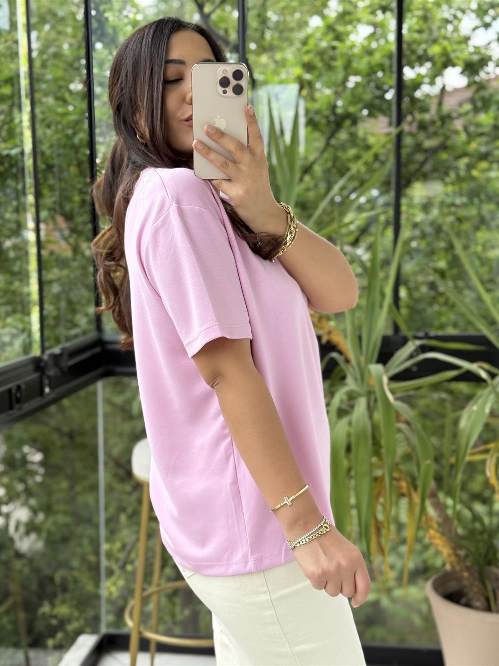 Oysh Modal Basic Tişört Pembe