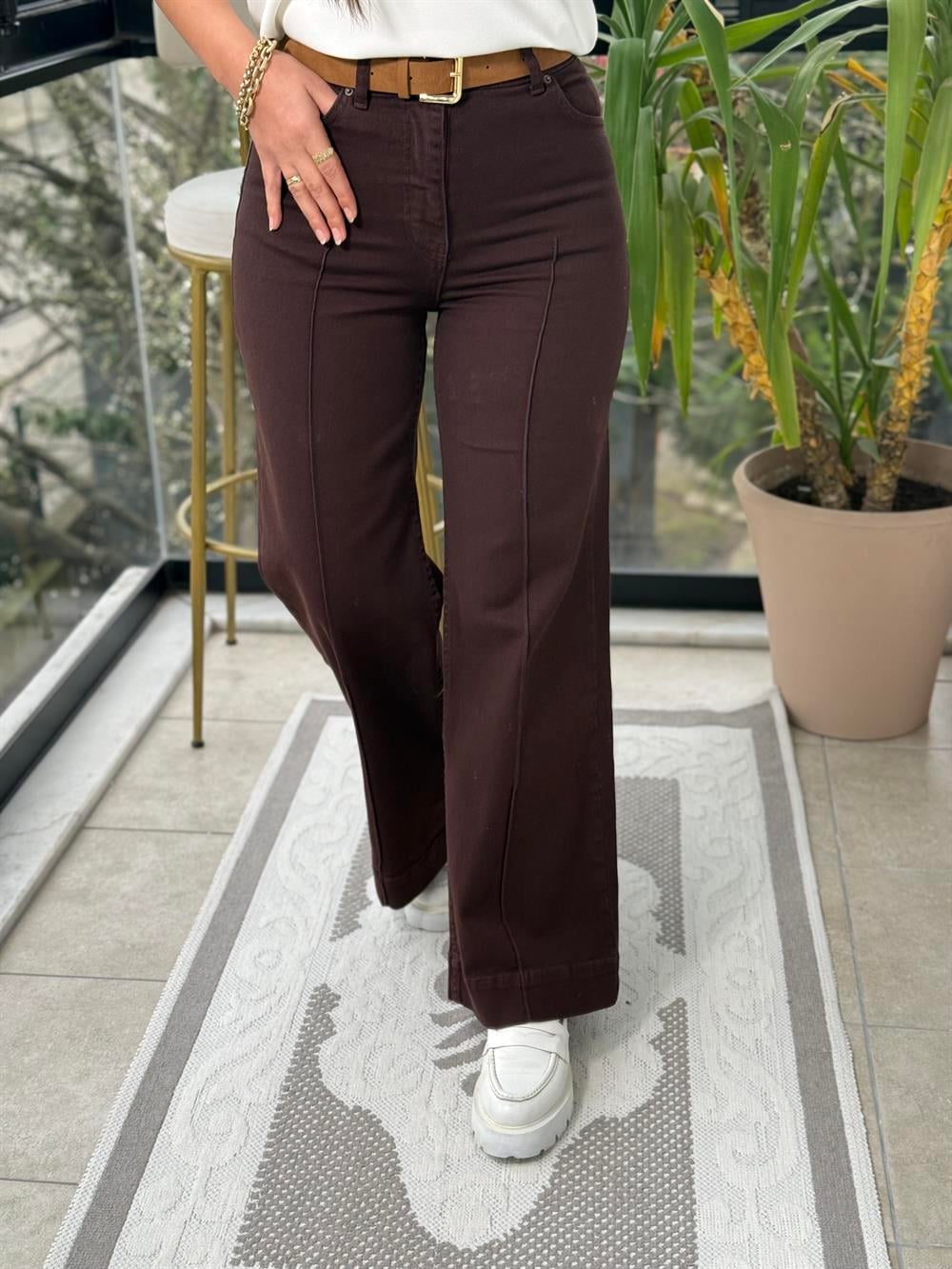 Çımalı Kot Pantolon Kahve