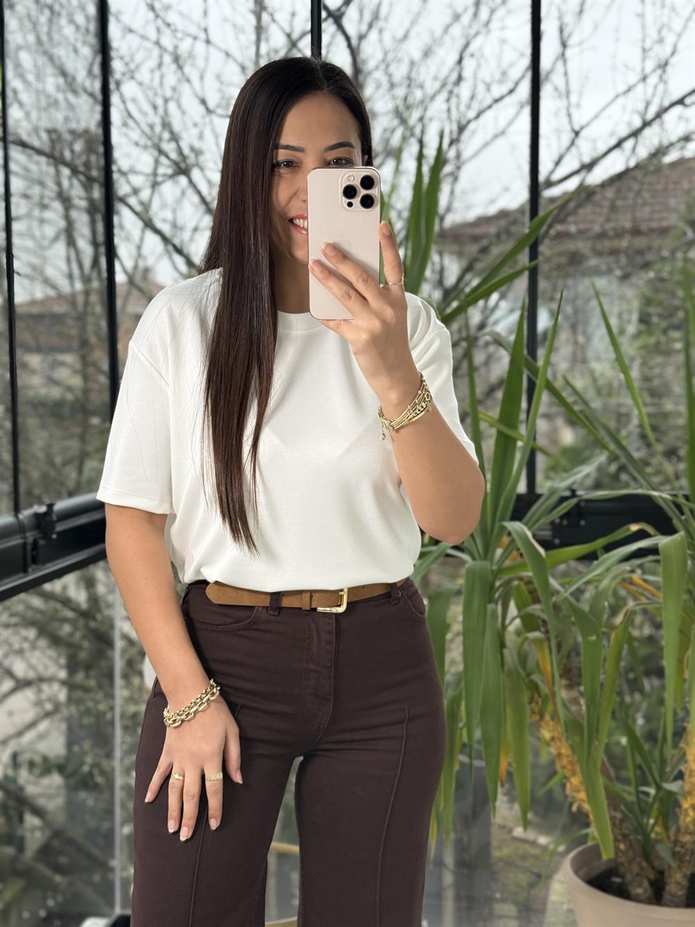 Oysh Modal Basic Tişört Beyaz