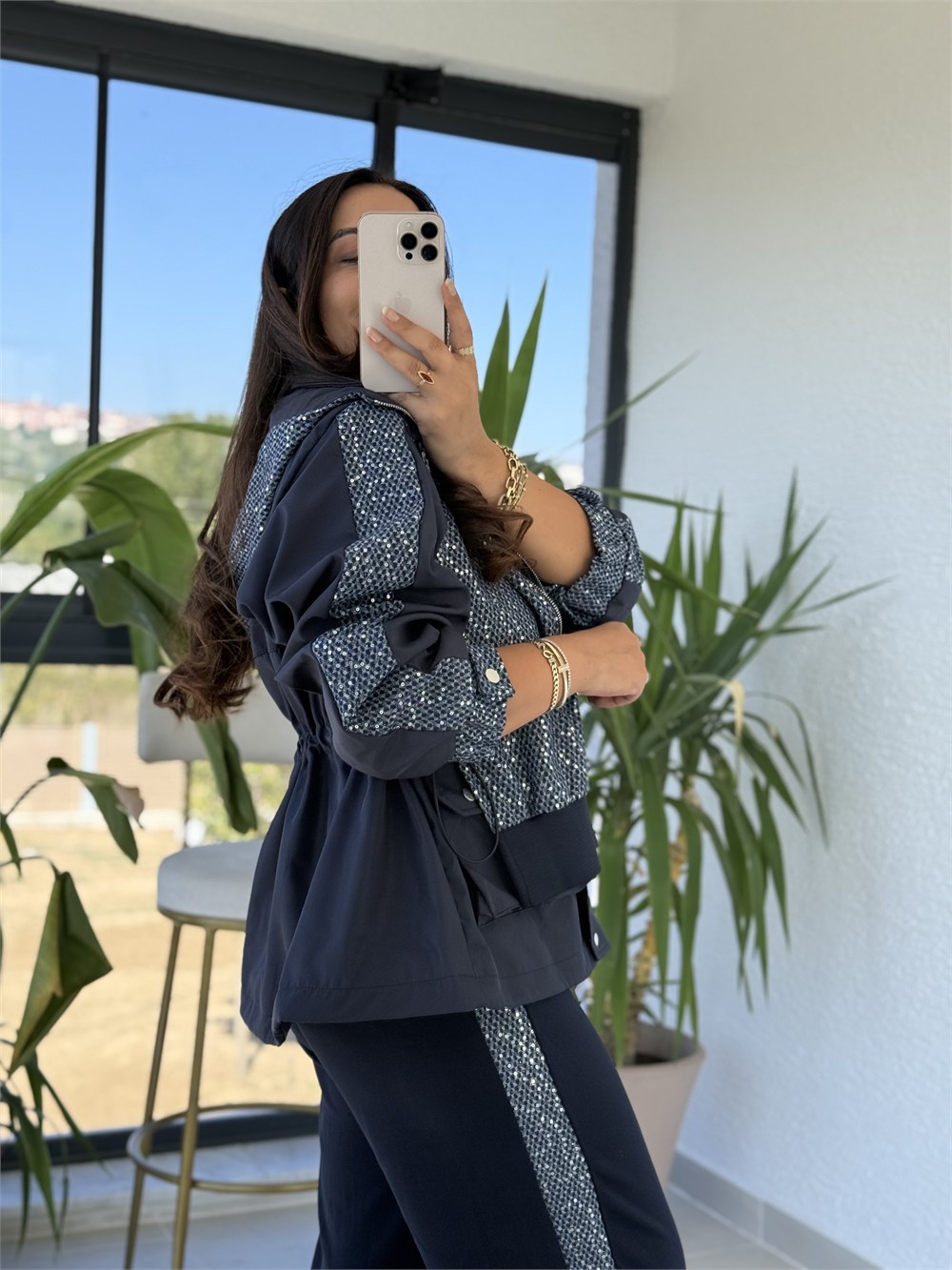 Twst Model Parçalı PAYETLİ Takım Lacivert