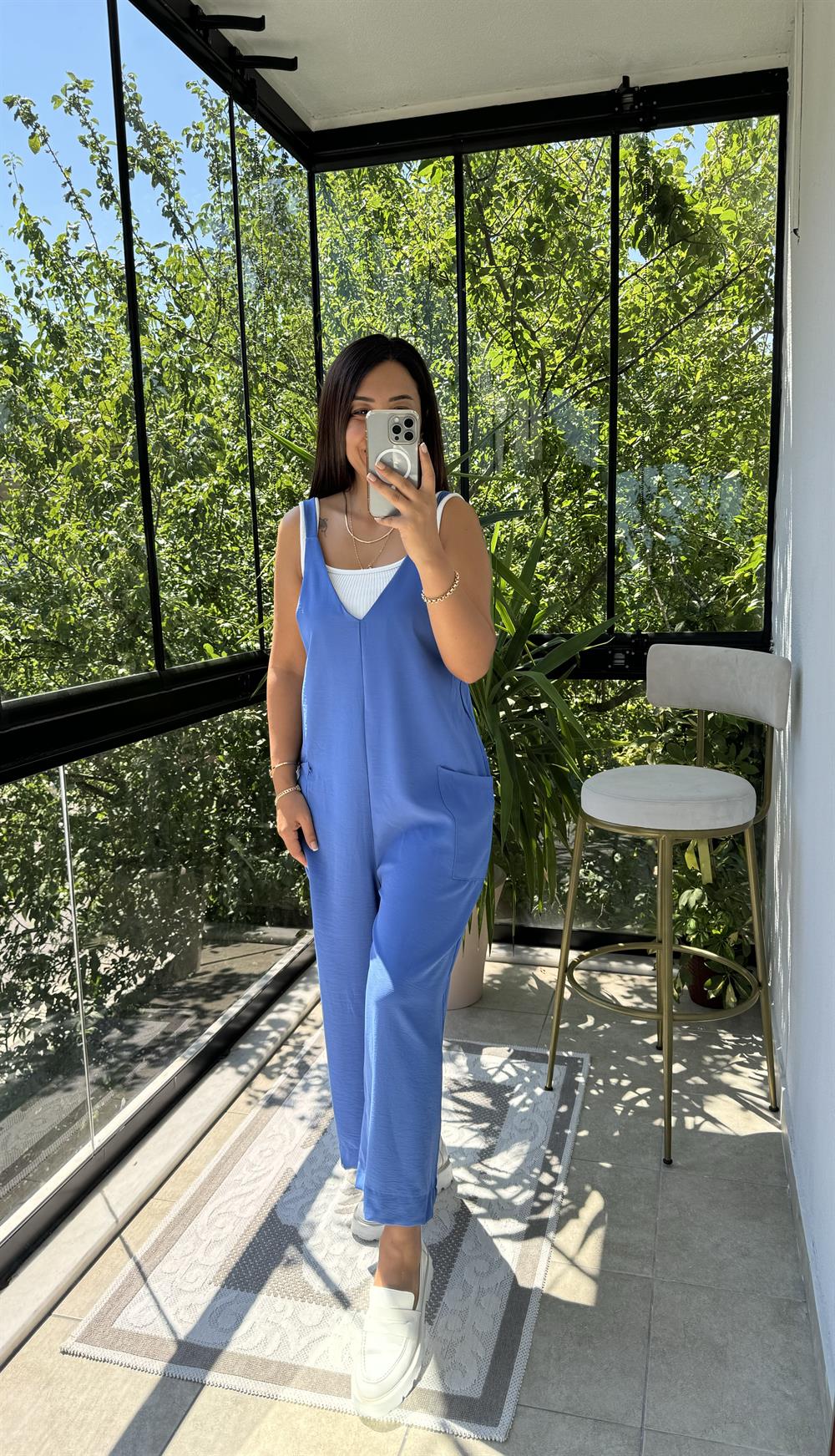 Aerobin Kumaş Tulum Mavi