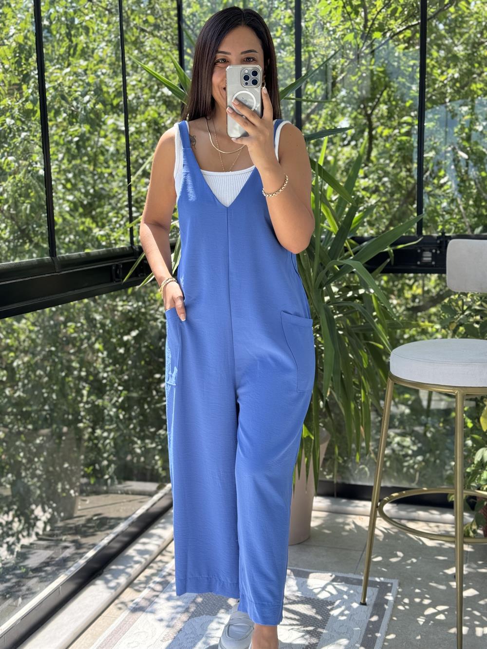 Aerobin Kumaş Tulum Mavi