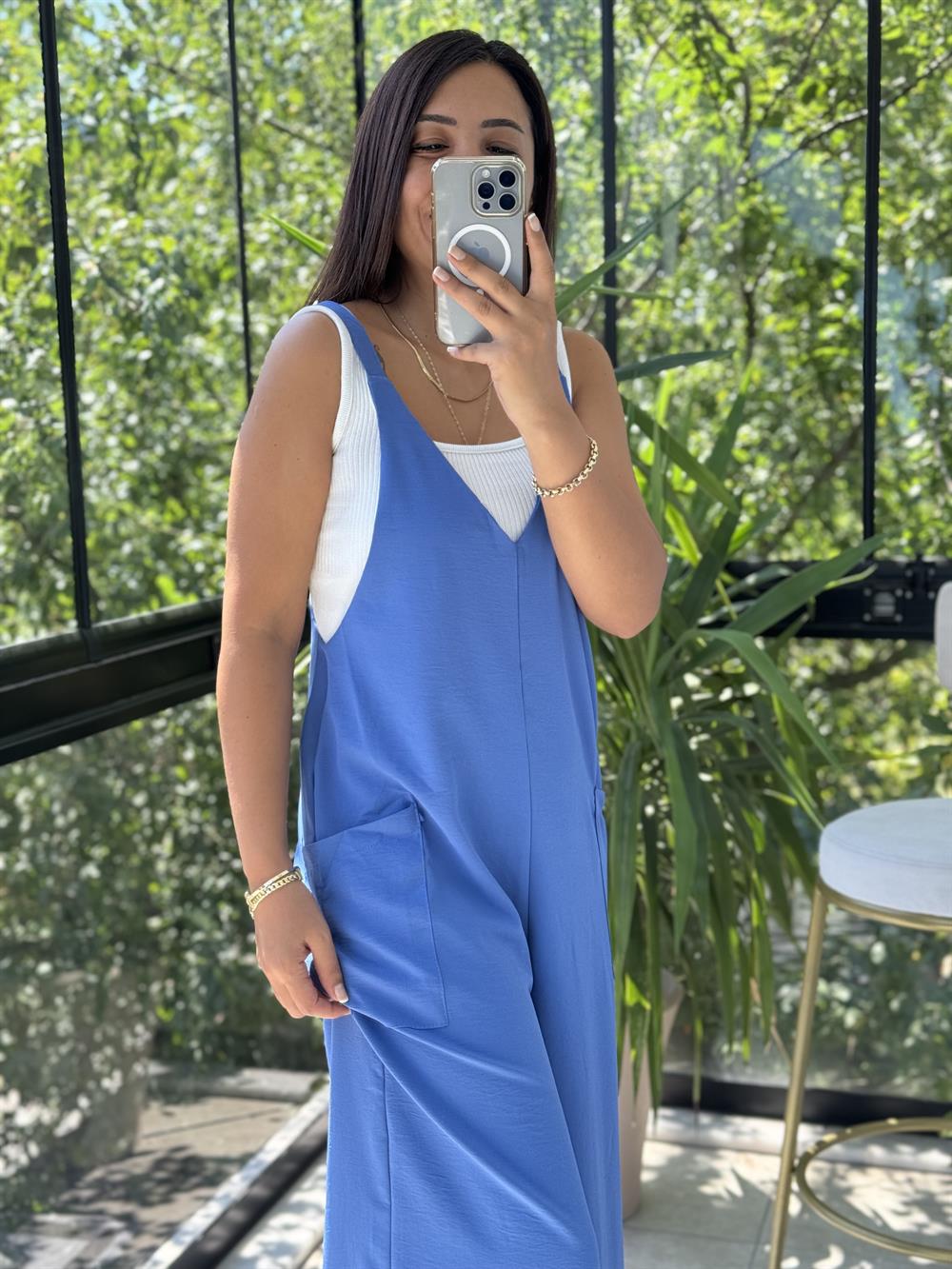 Aerobin Kumaş Tulum Mavi