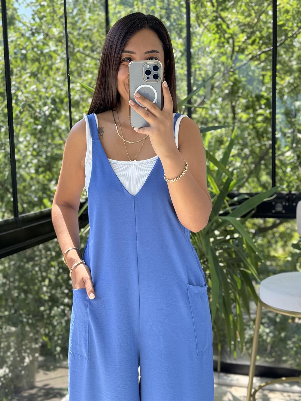 Aerobin Kumaş Tulum Mavi