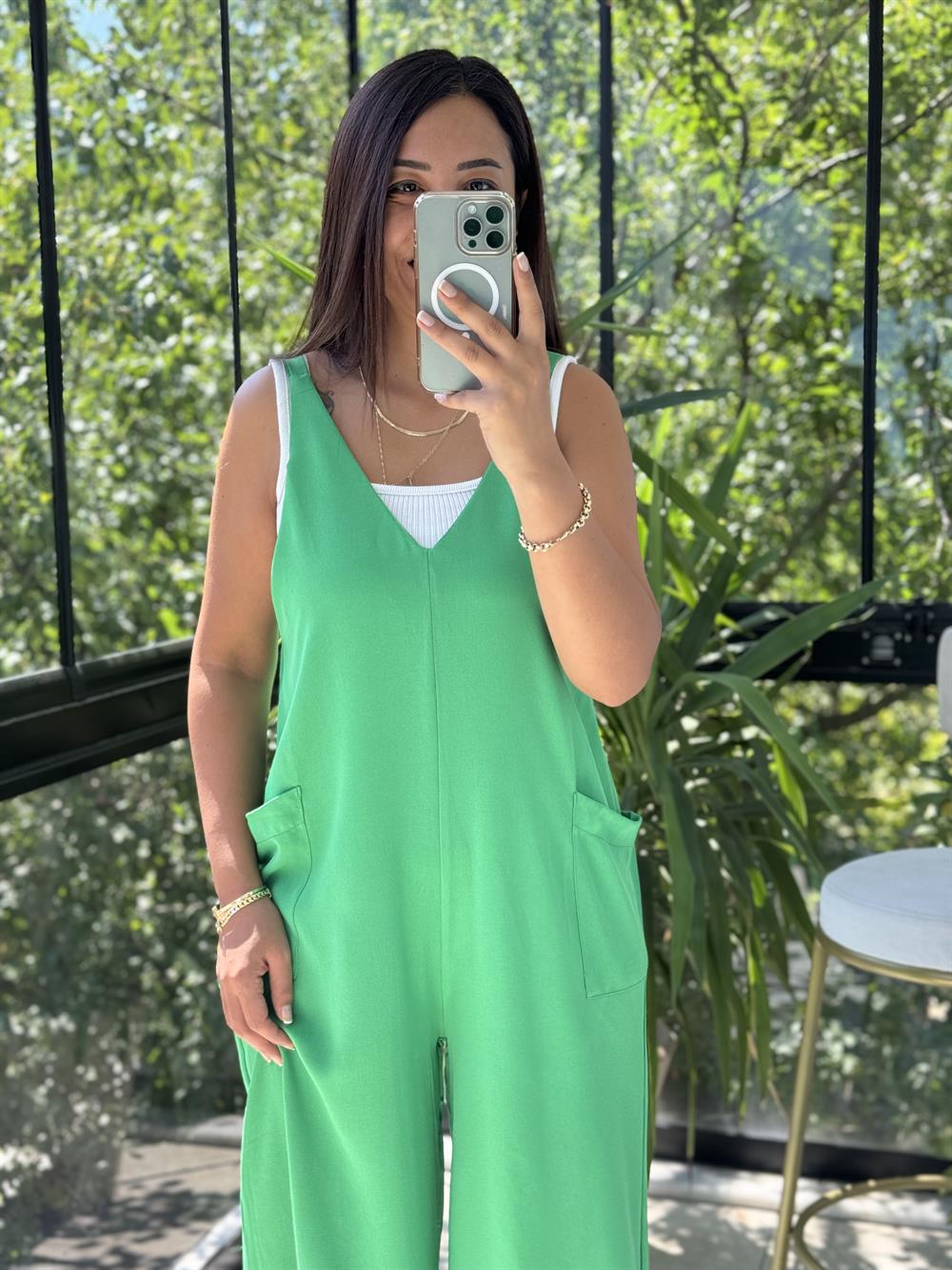 Aerobin Kumaş Tulum Yeşil