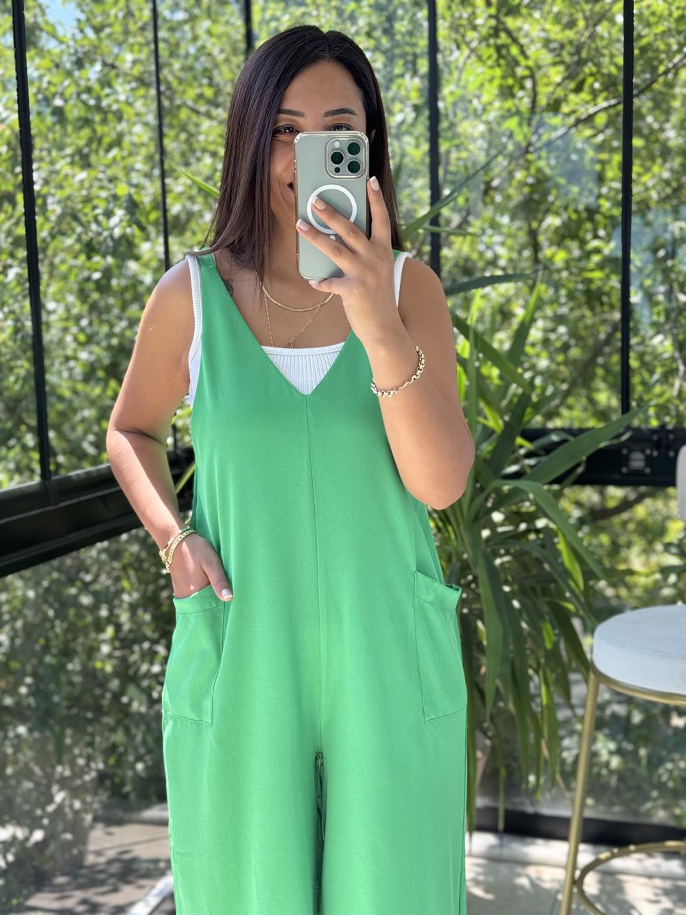 Aerobin Kumaş Tulum Yeşil