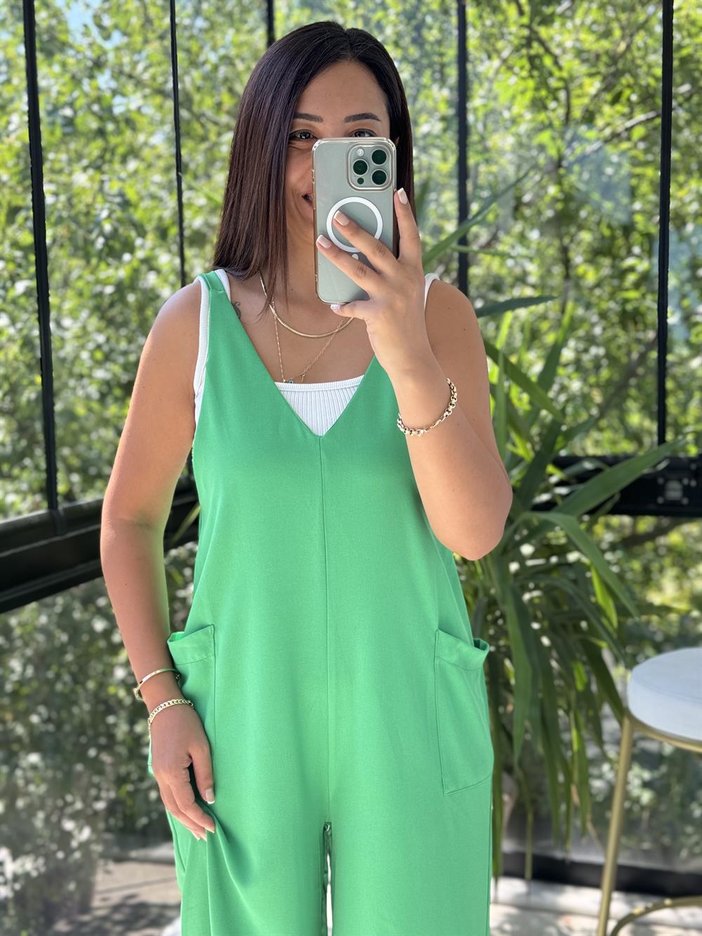 Aerobin Kumaş Tulum Yeşil