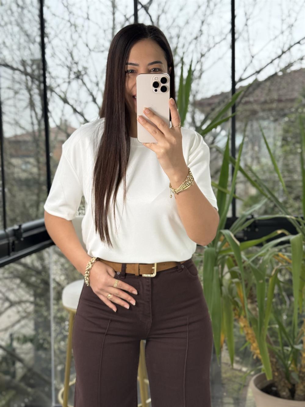 Oysh Modal Basic Tişört Beyaz