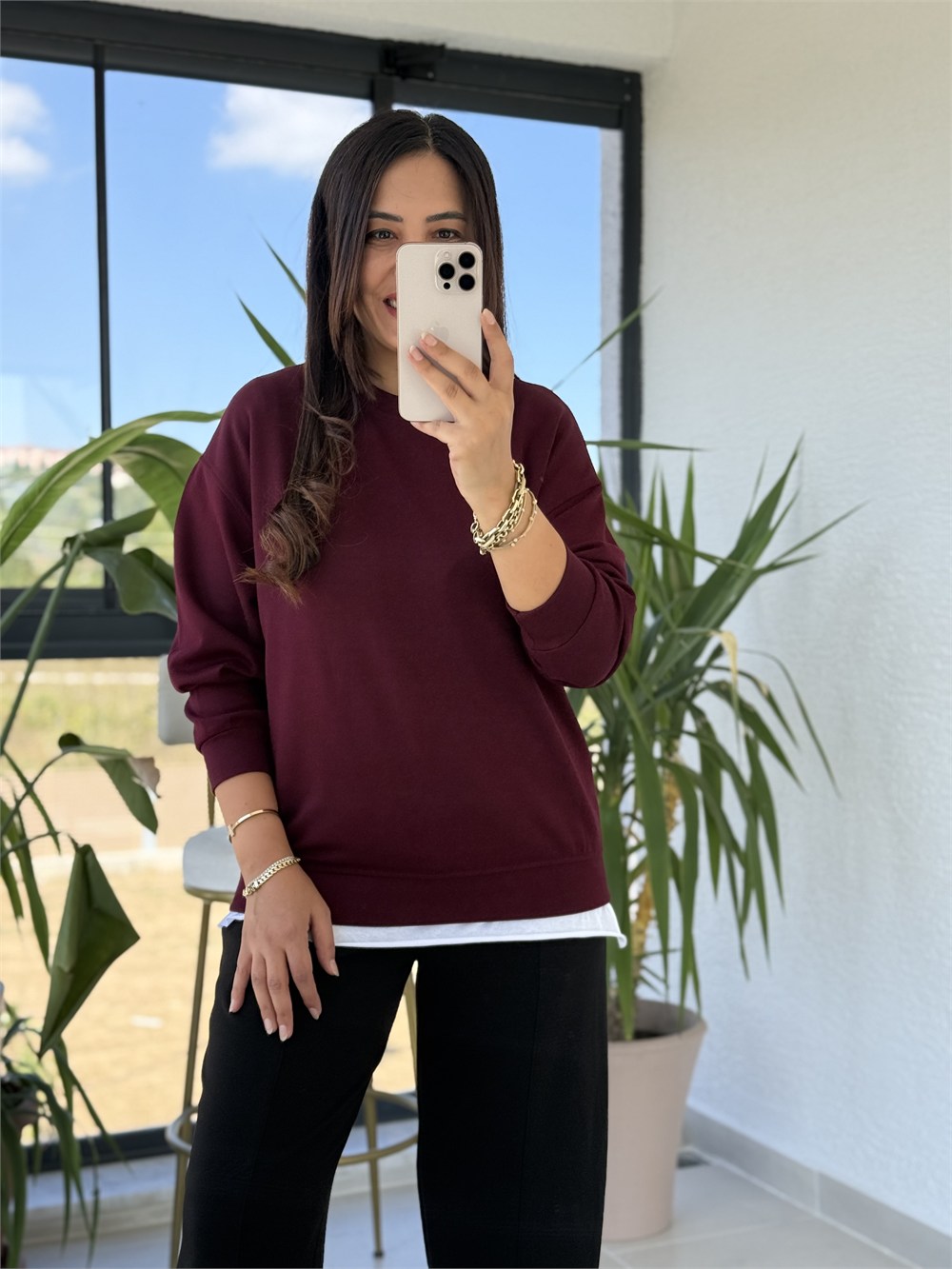 Oysh Basic Sweatshirt Bordo