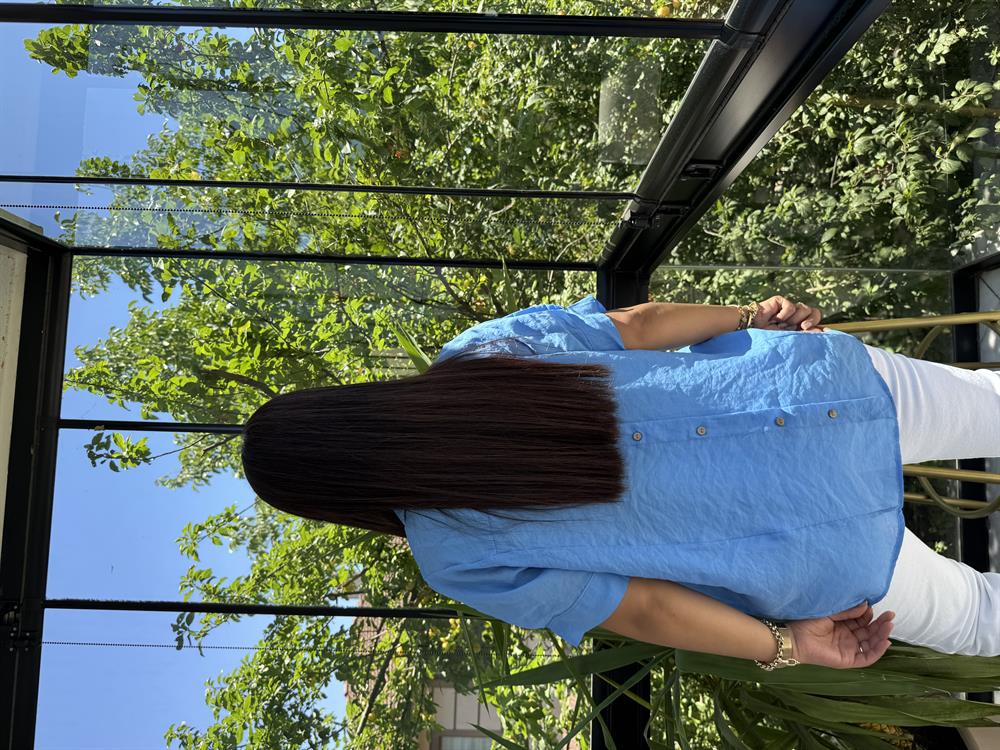 Arkası Düğmeli Gömlek Mavi