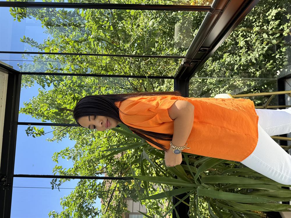 Arkası Düğmeli Gömlek Turuncu