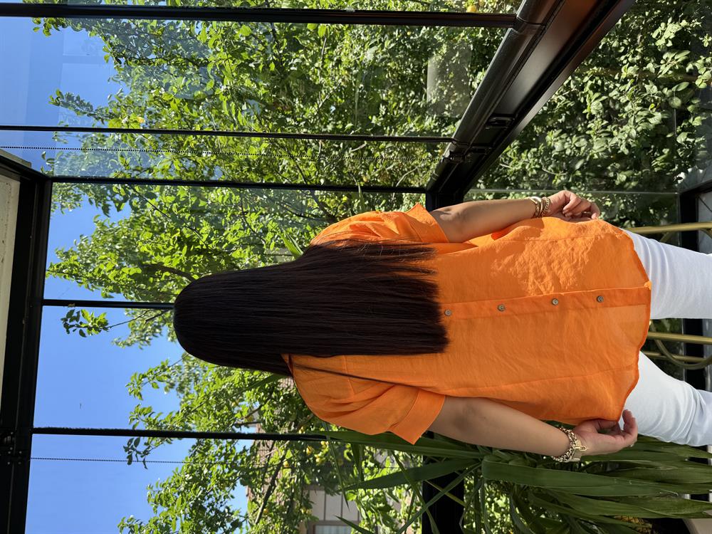 Arkası Düğmeli Gömlek Turuncu