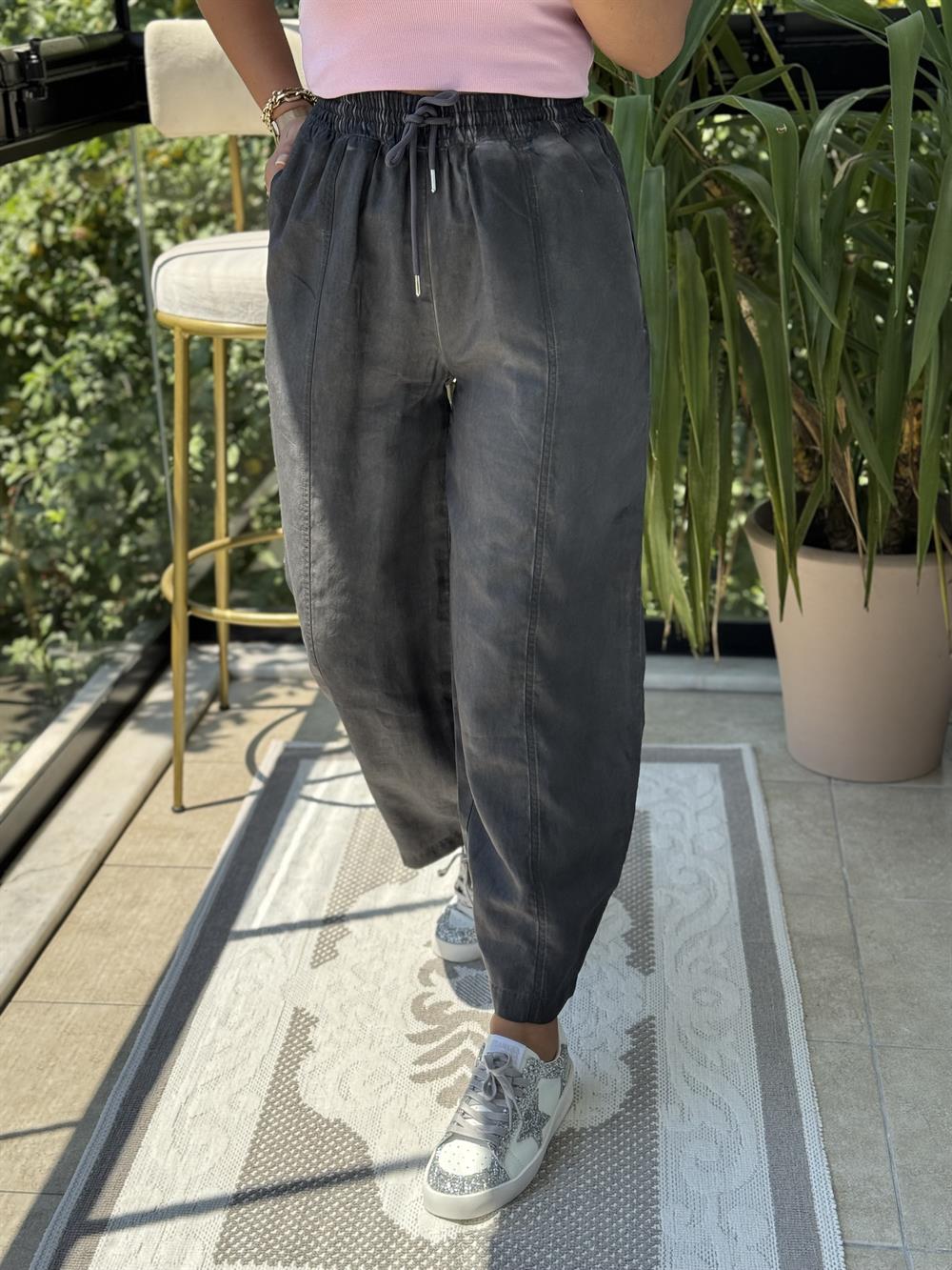 Asit Yıkamalı Bagi Pantolon Antrasit