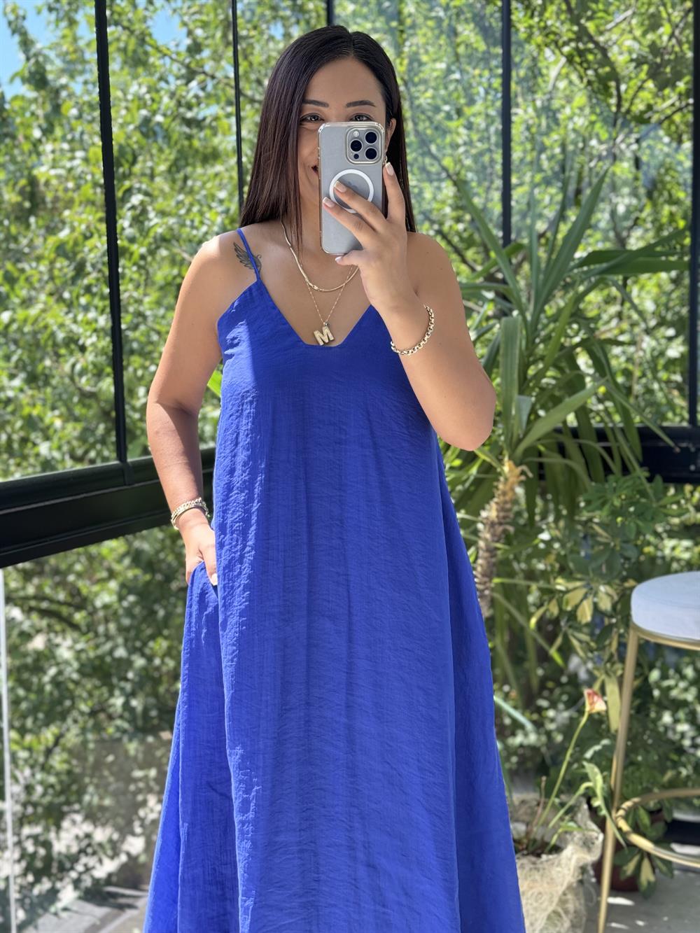 Askılı Elbise Lacivert