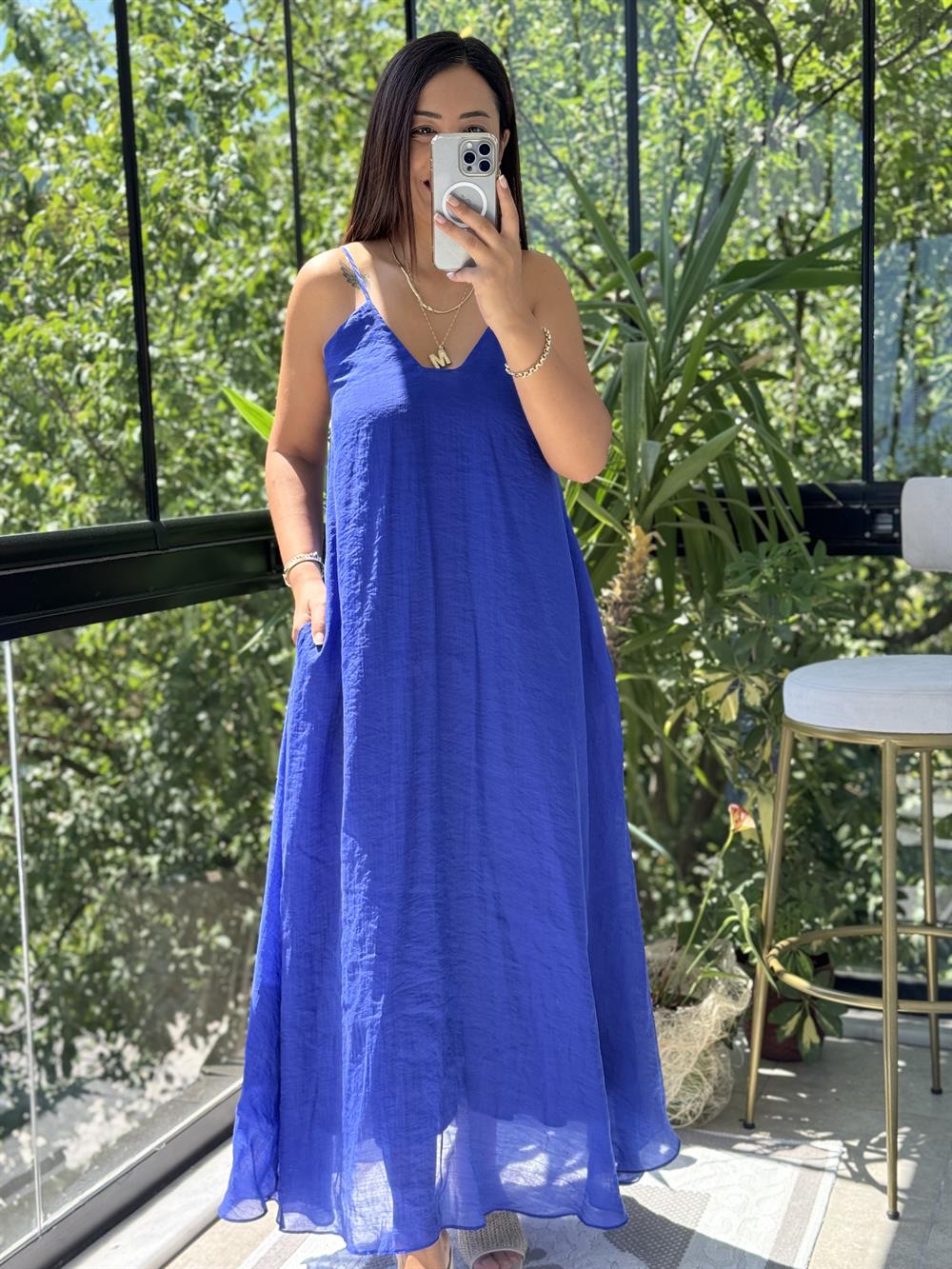 Askılı Elbise Lacivert