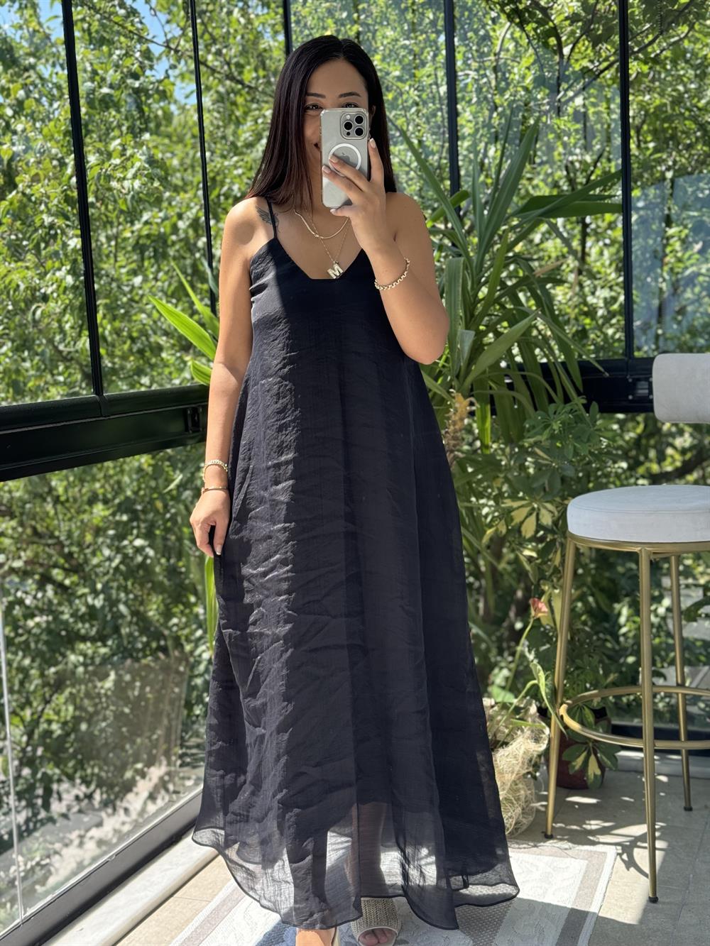 Askılı Elbise Siyah