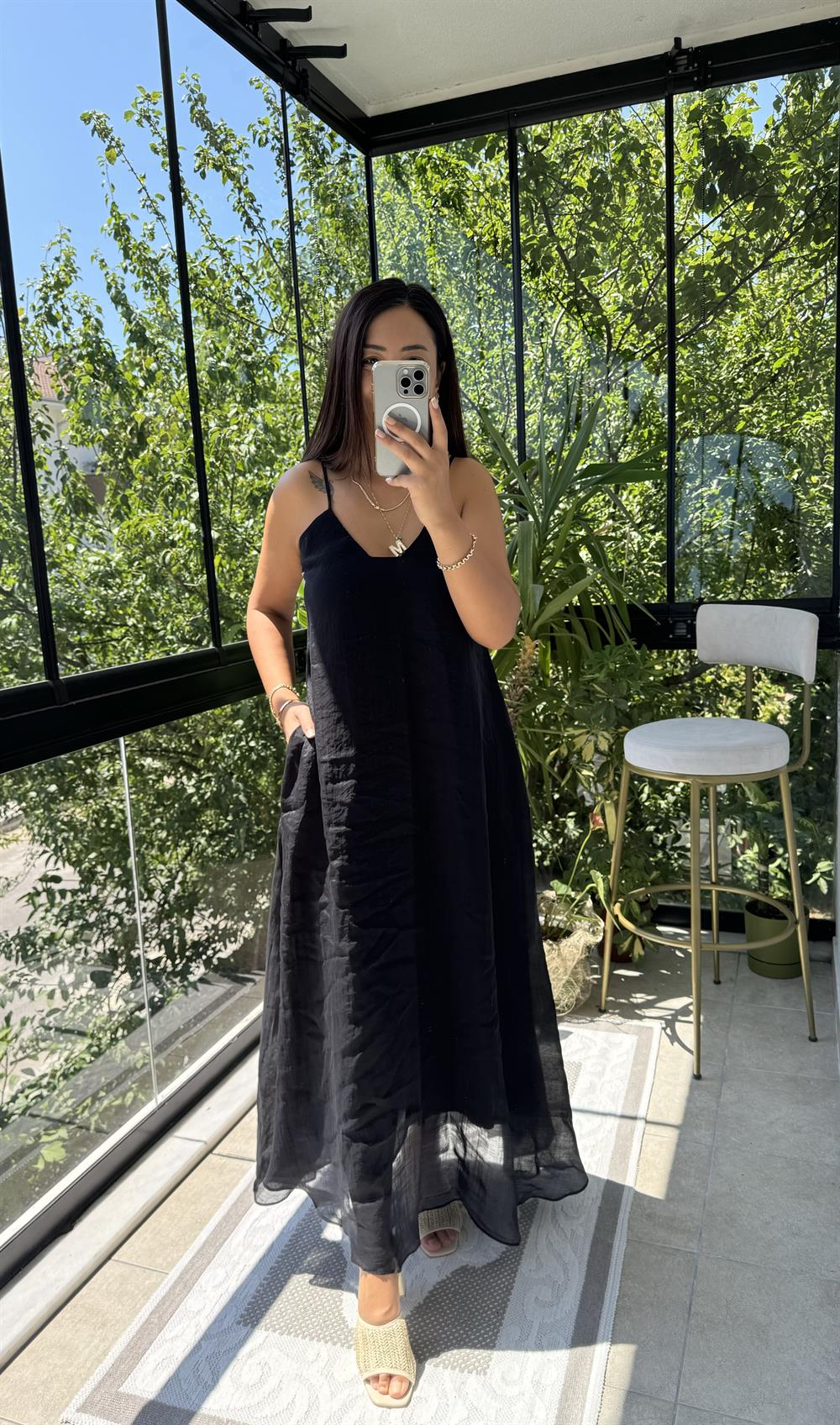 Askılı Elbise Siyah