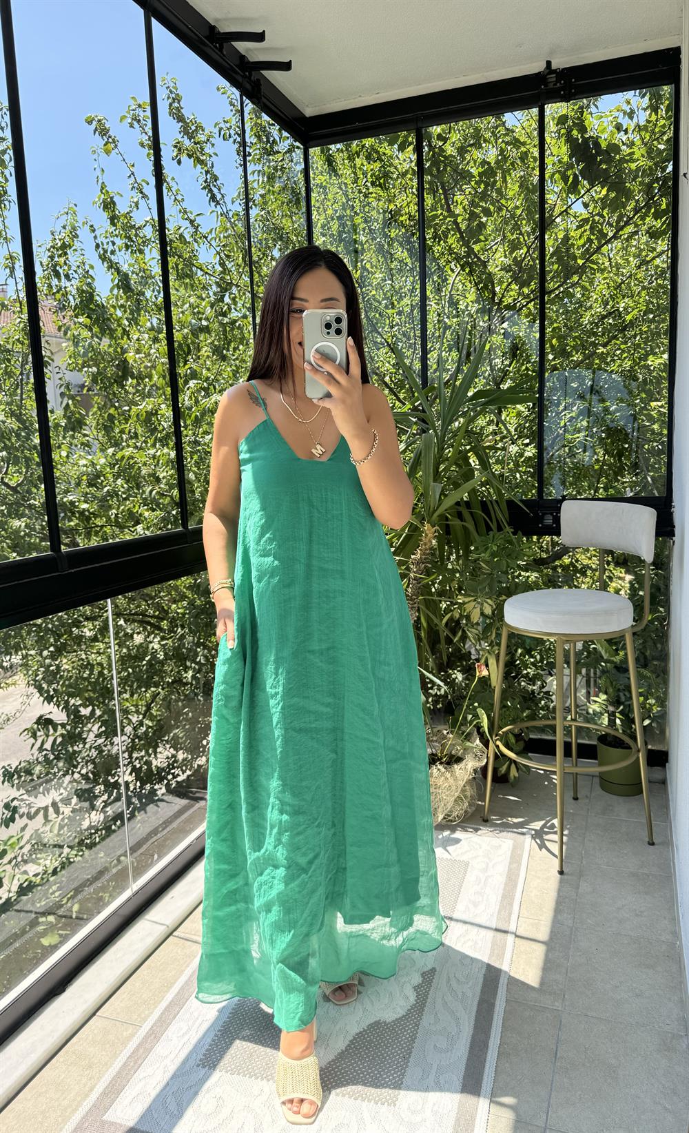 Askılı Elbise Yeşil