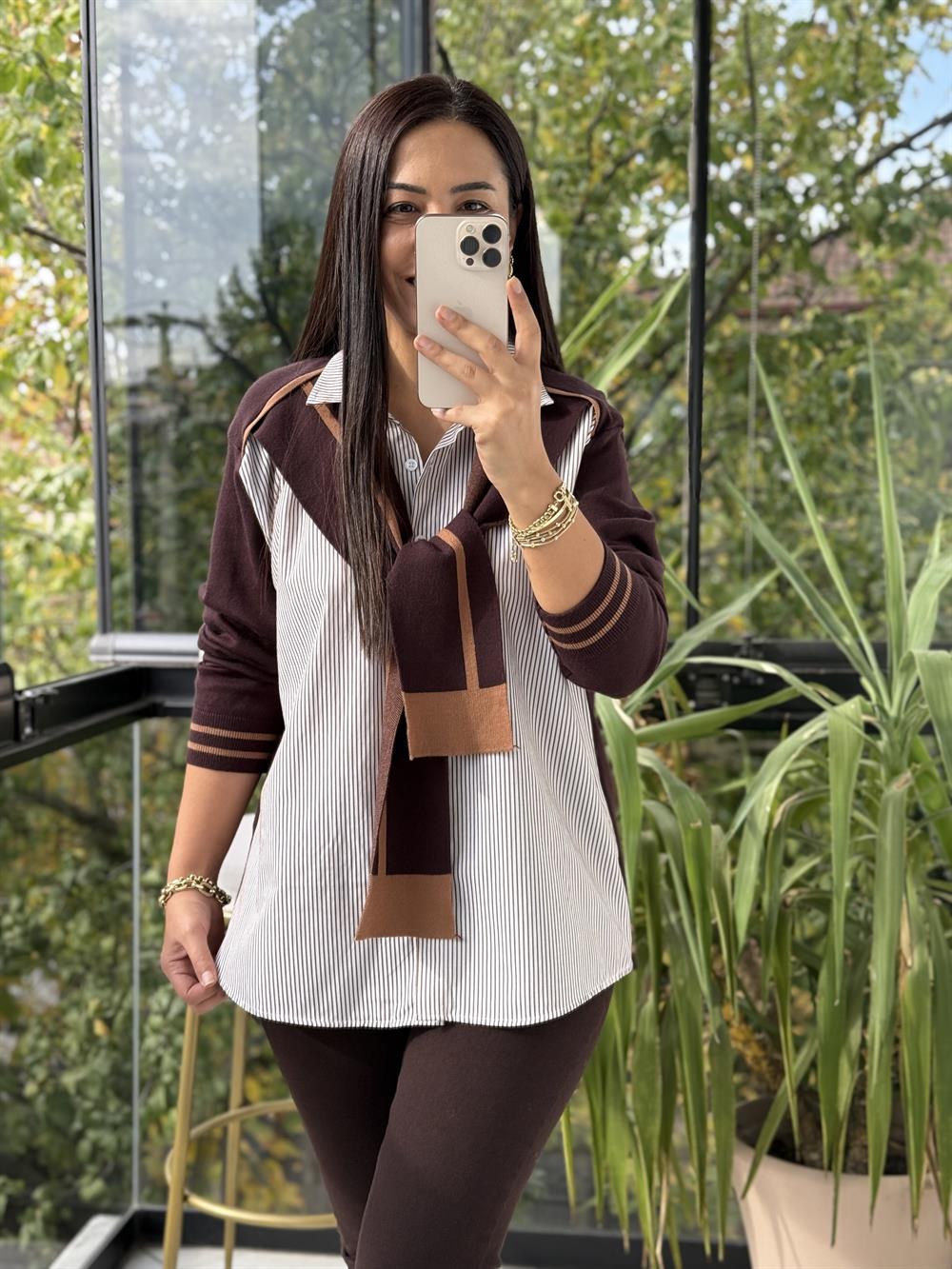 Twst Model Bağlamalı Gömlek Kahve