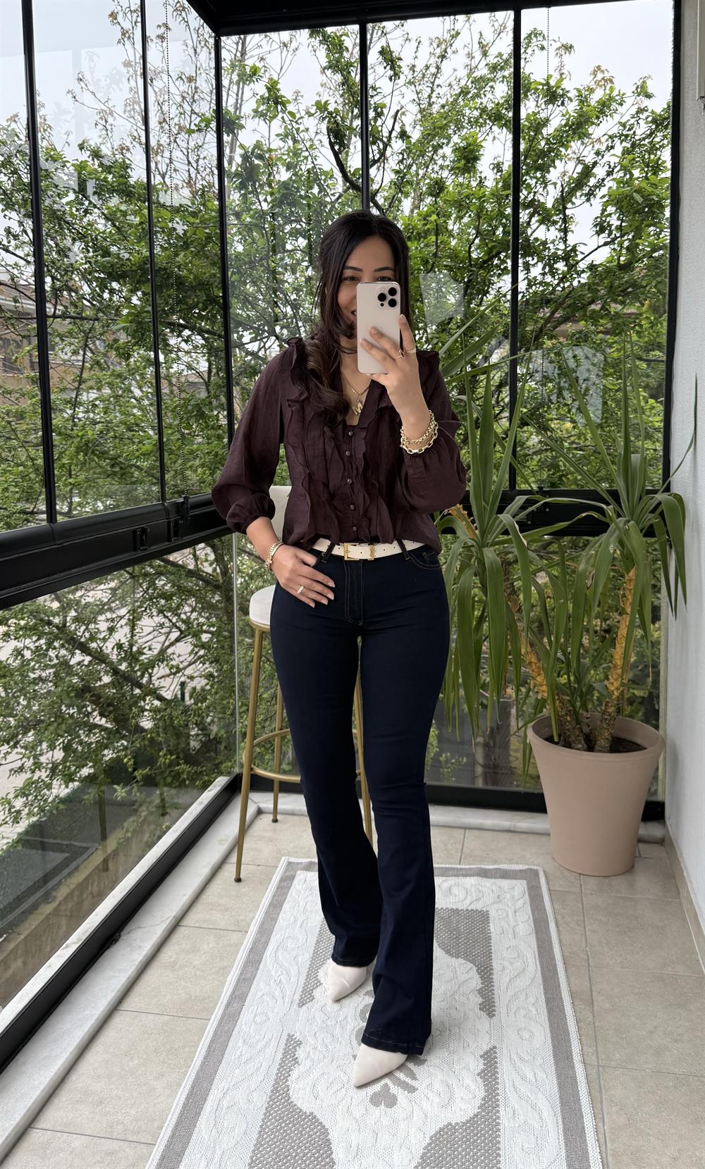 Fırfırlı Bluz Mürdüm