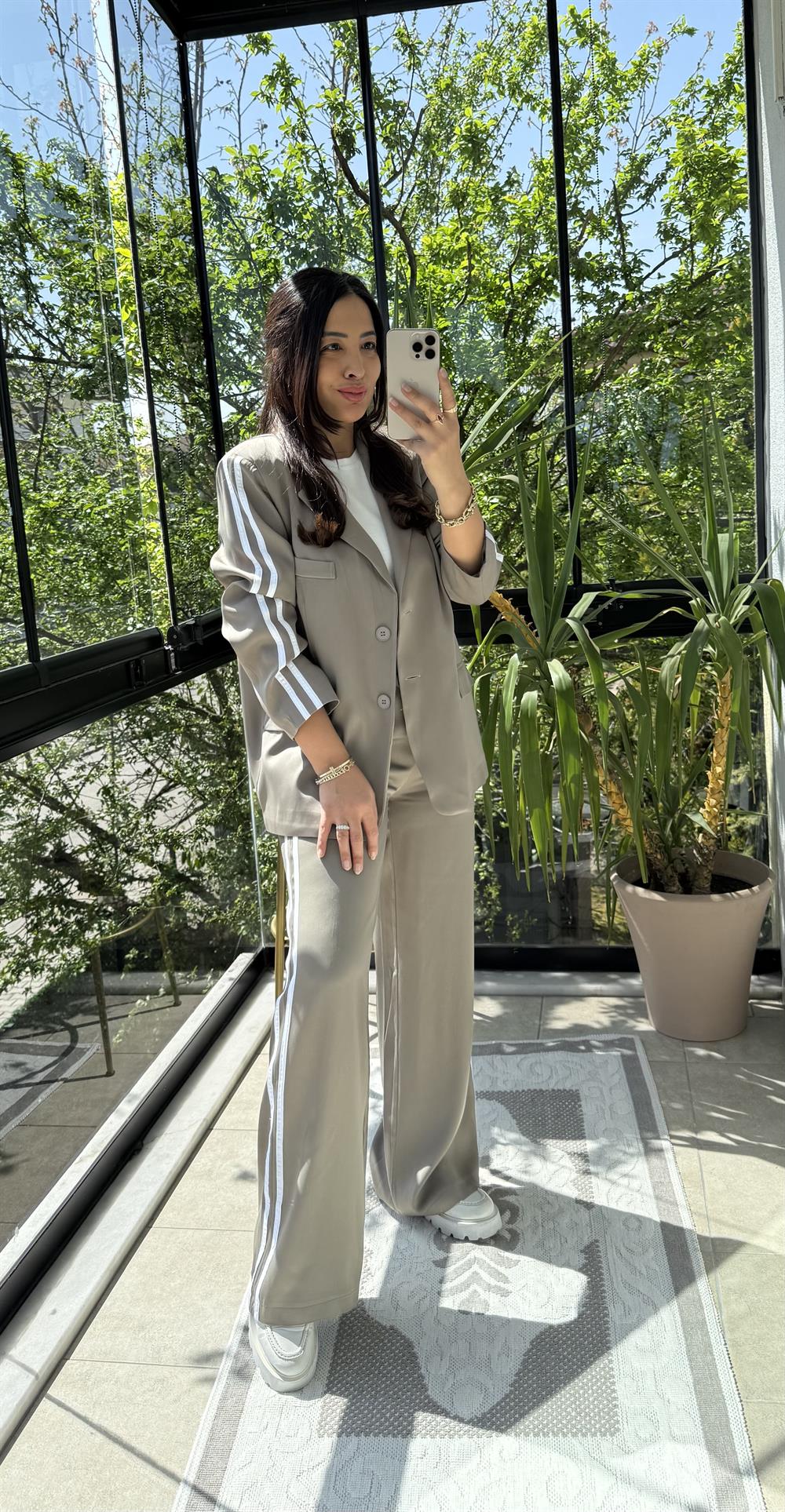 Zra Ceketli Tensel Modal Takım Haki Yeşili