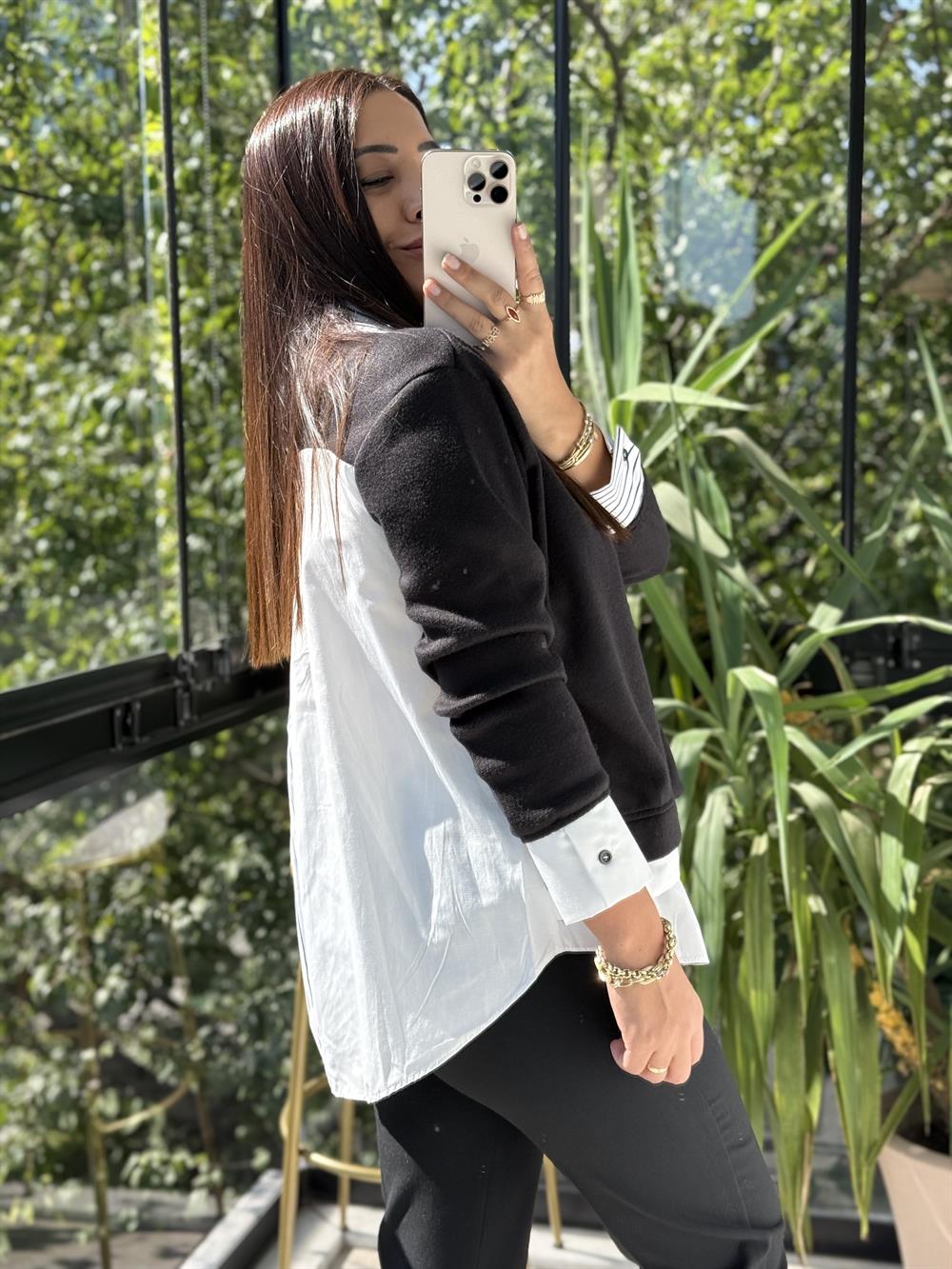 Parçalı Gömlek Siyah