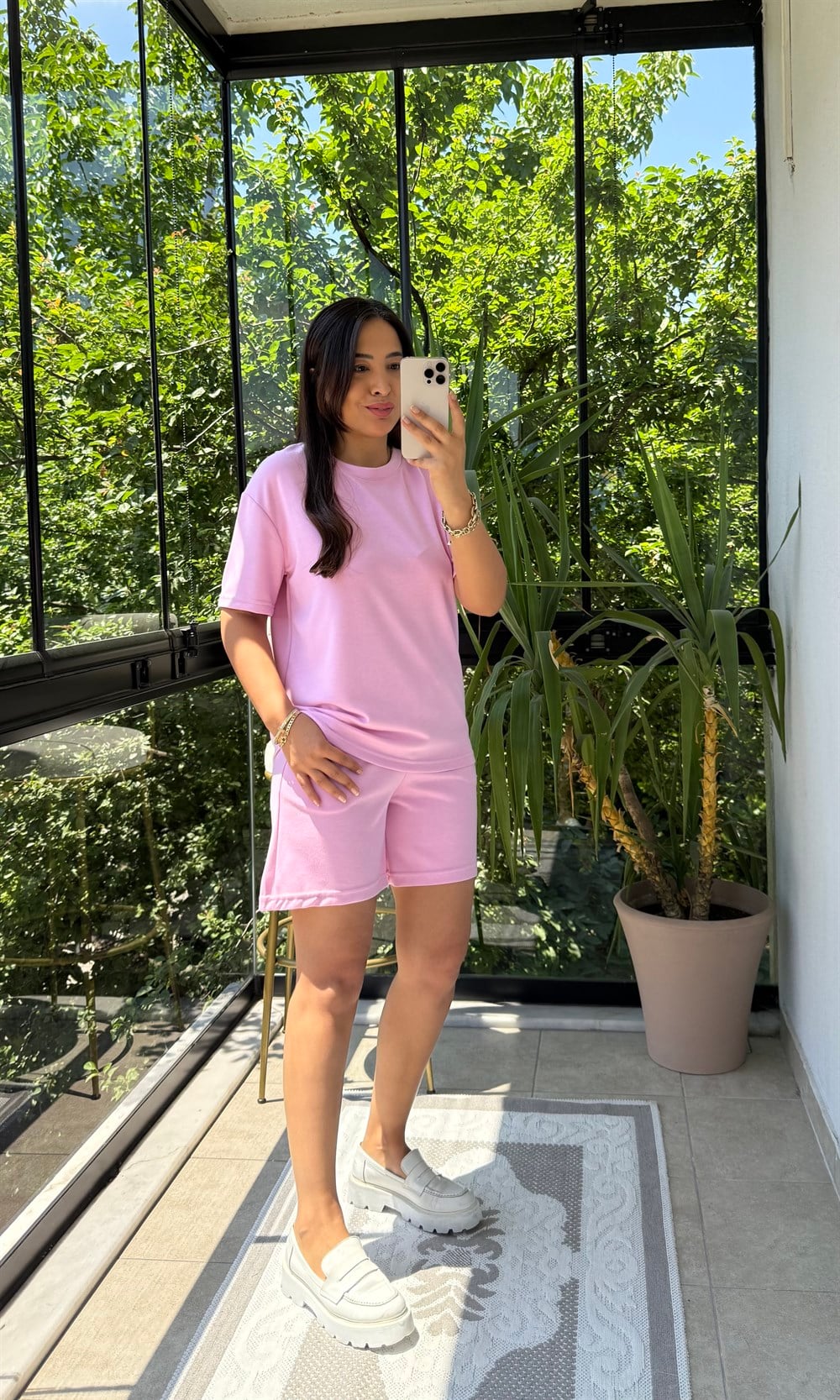 Modal Tişörtlü Şortlu Takım Pembe